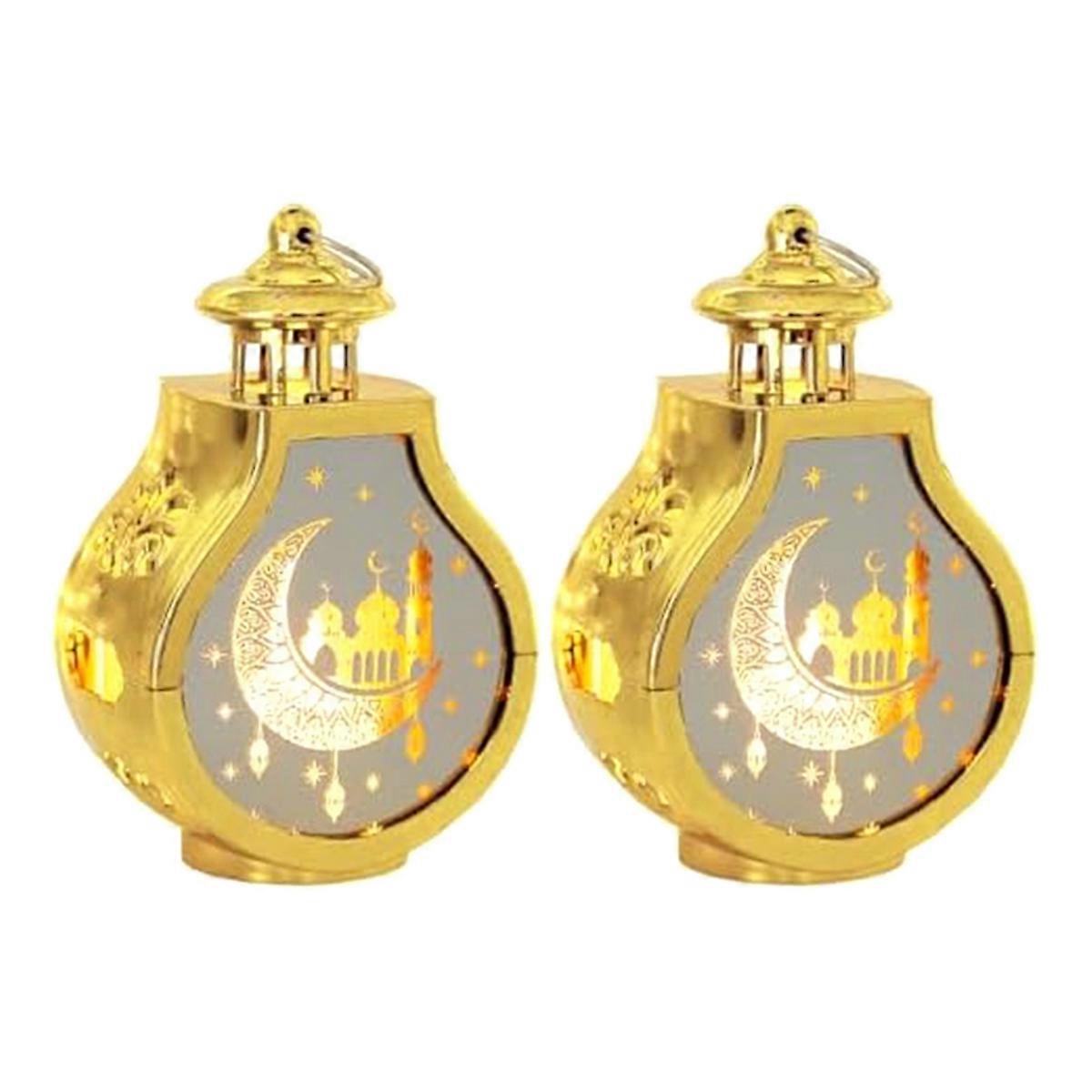 2 Pcs Ramadan Lantern Vintage Candle Lantern Decorative Hanging Lantern Eid Mubarak Lantern Lantern 