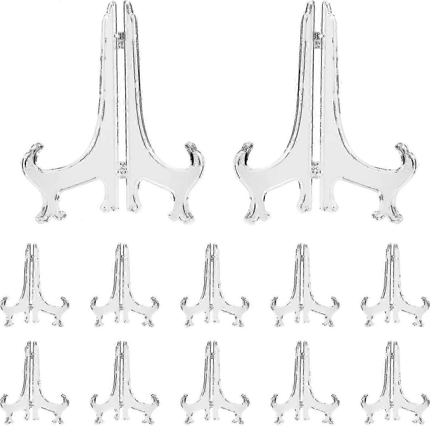 12 Pieces Plastic Easel Board Stand Bracket Picture Easel (transparent)