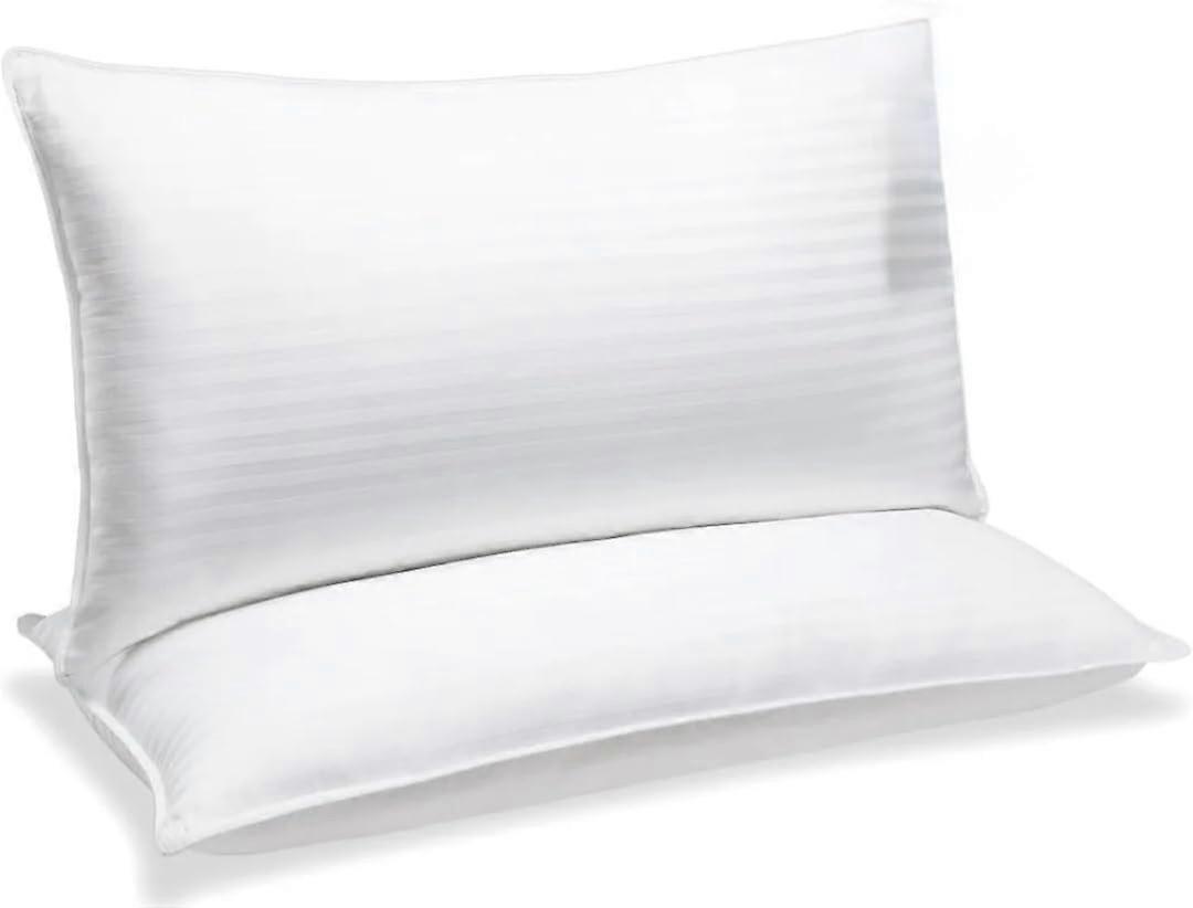 Bed Pillows for Sleeping 2 Pack Standard Size Cooling Soft Cotton Zippered Pillows White Color for Back Stomach Side Sleepers