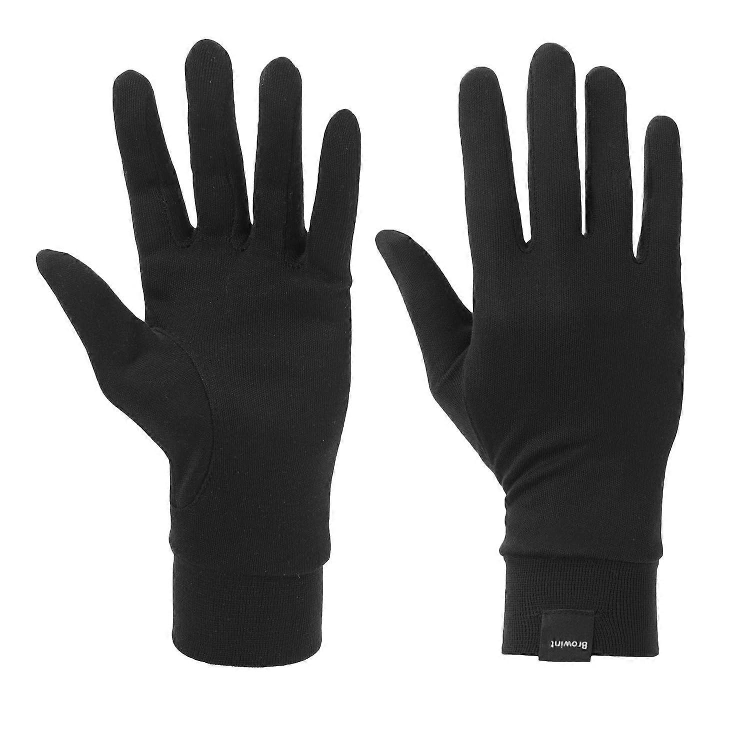 Silk Glove Liners for Cold Weather Black Unisex Thermal Silk Gloves S M L XL XXL