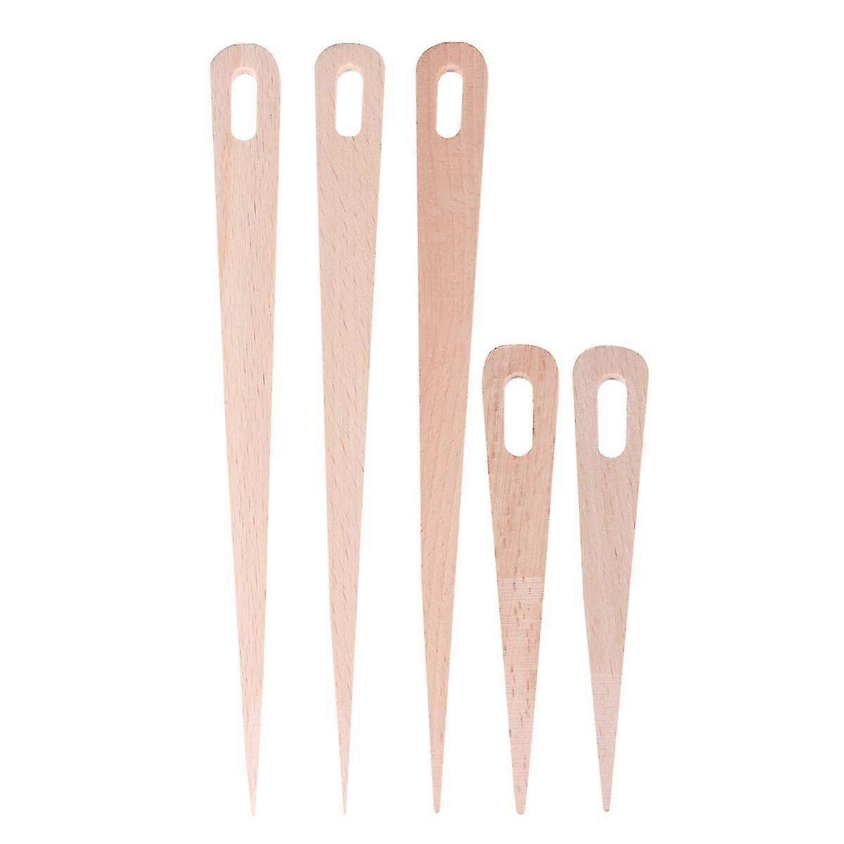 5 Pcs Wooden Weaving Needles for Tapestry Crafting - Durable, Smooth Finish for Beginners & Experienced Crafters