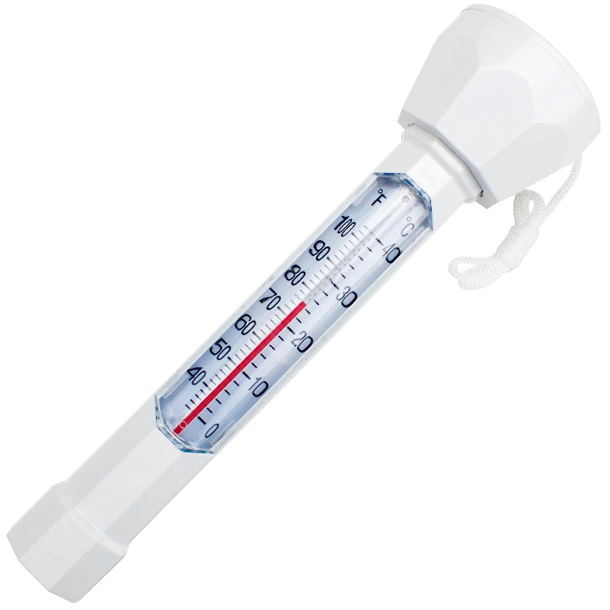 Jumbo EZ Floating Pool Thermometer with Screen and Cord for Indoor Outdoor Swimming Pools, Hot Tubs, and Spas
