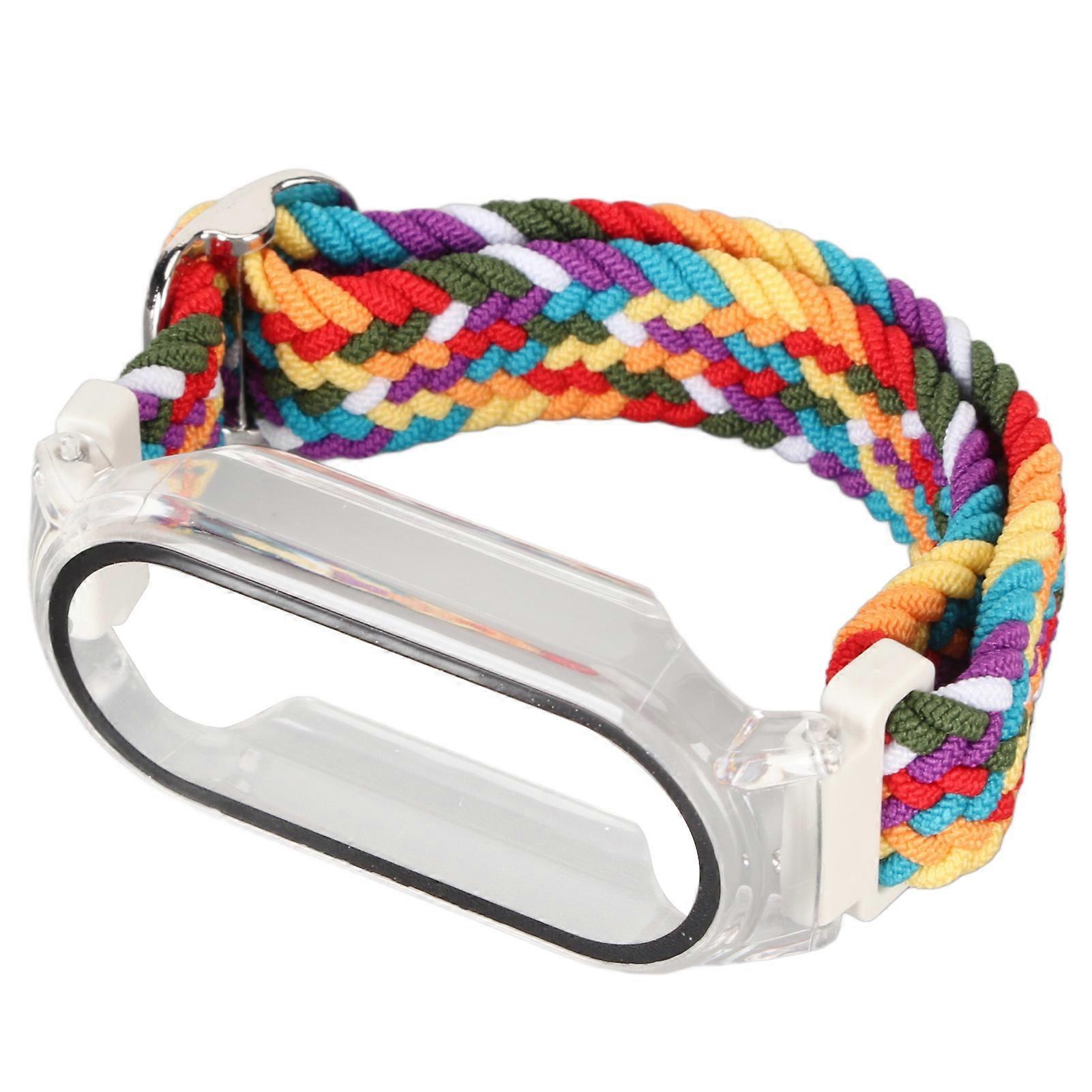 Soft Nylon Braided Strap with Transparent Case for Mi Band 7 NFC