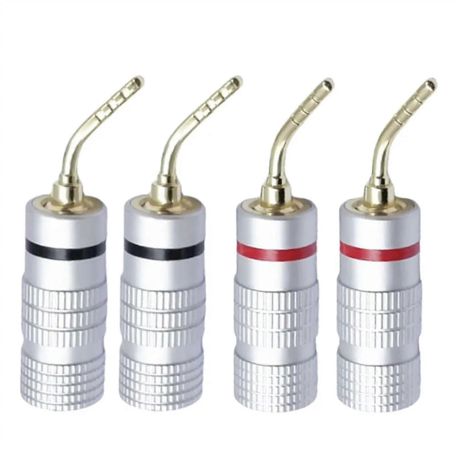 4PCS Closed Screw 24K Gold Plated Banana Adapter Connectors for Speaker Wire, Audiophile Grade, Compatible with Standard Speakers