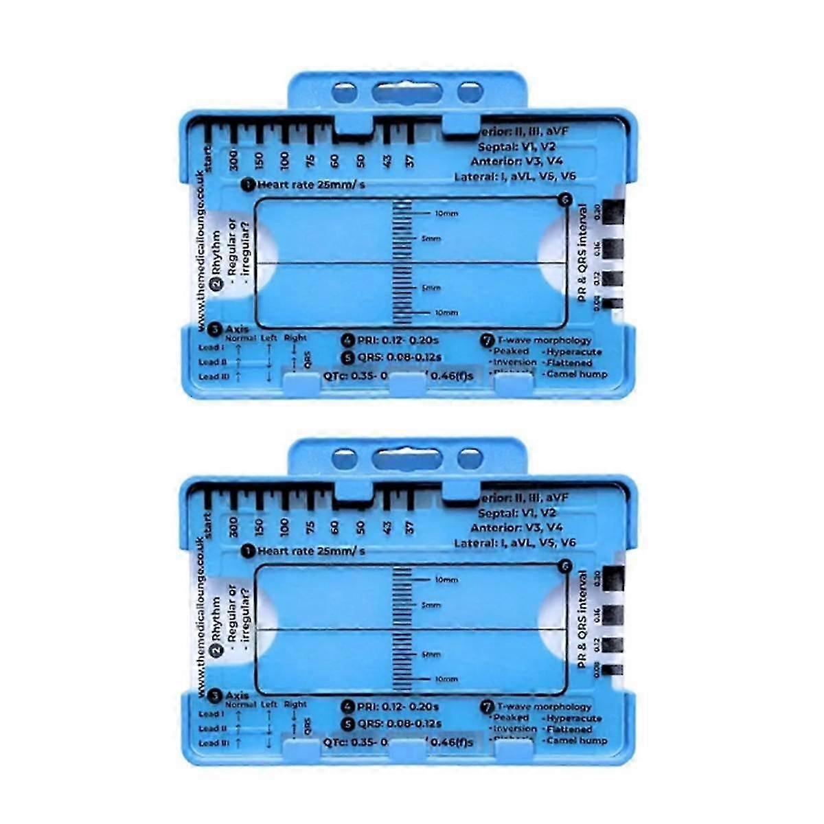2PCS ECG 7 Step Ruler, ECG 7 Step Ruler for ECG/EKG Interpretation, ECG Ruler, Portable ECG Assessm