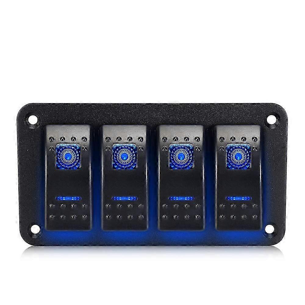 4 Set Marine Rocker Switch Panel 12V Waterproof RV LED Switch Panel 5 Pin On/Off Toggle Switch