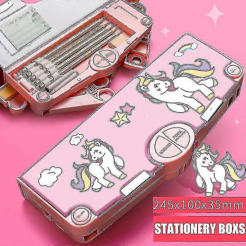 Multifunction Pencil Case Stationery Organizer Box Cute Pattern School Supplies