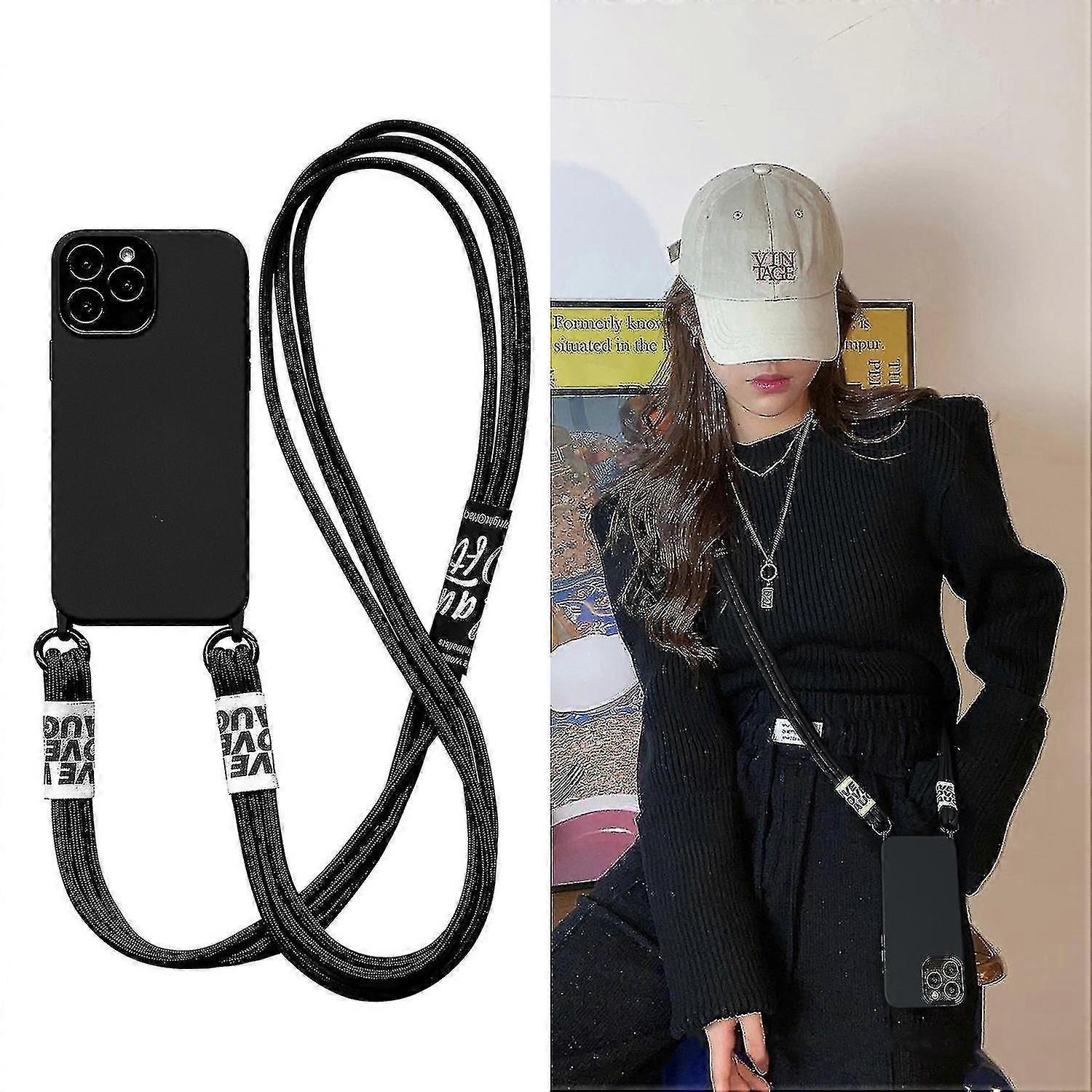 Simple Silicone Shockproof Phone Case Compatible With Iphone 12/13 Series With Crossbody Drawstring