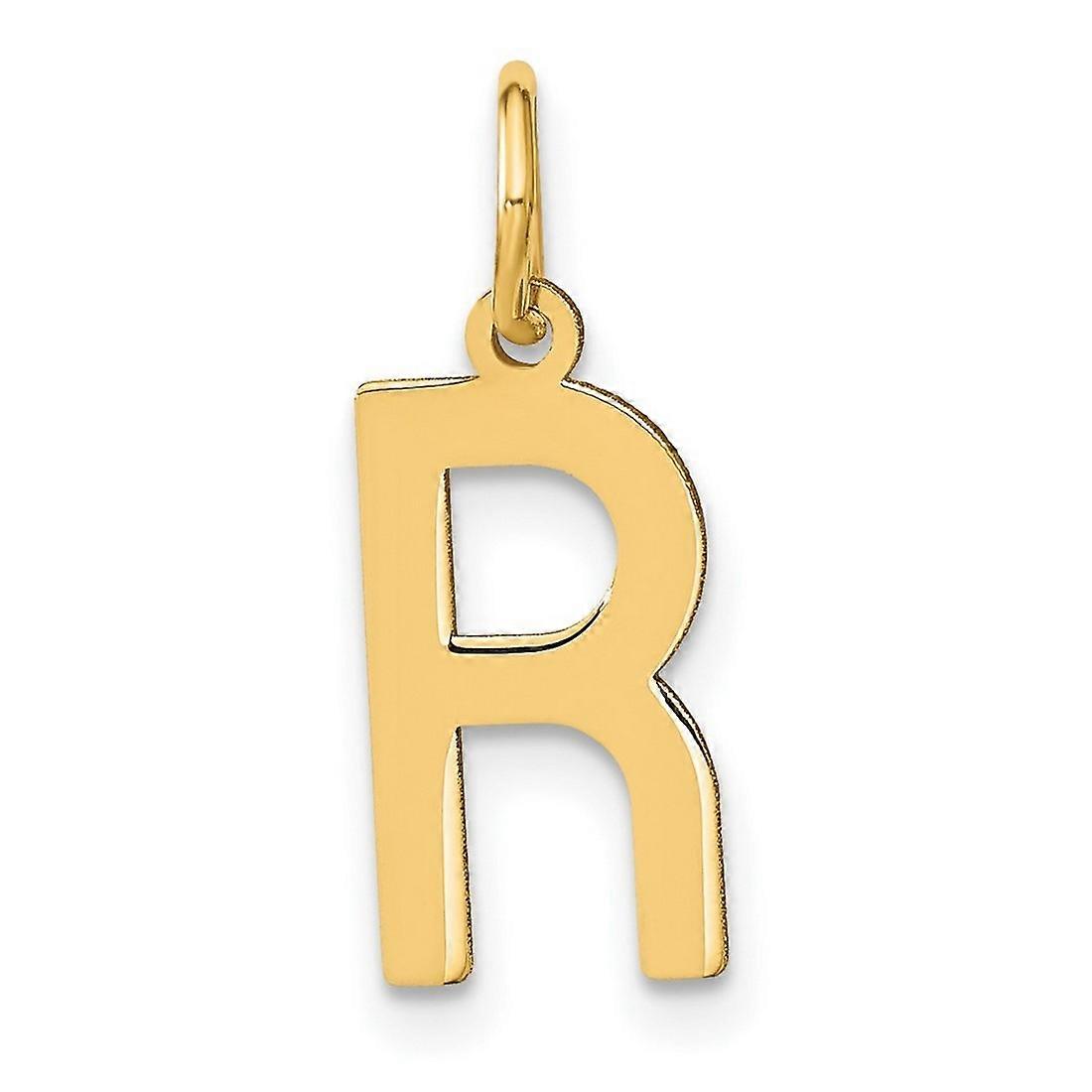 925 Sterling Silver Gold Plated Letter R Initial Pendant Necklace-Pendant for Women - .6 Grams