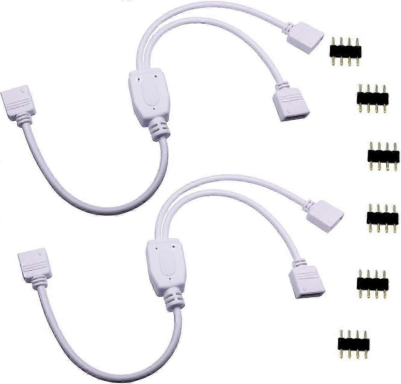 2 adet 1 ila 2 RGB LED şerit ayırıcı kablo 1 ila 2 LED ayırıcı kablo SMD 5050 3528 2835 RGB LED şerit için 4 pin uzatma kablosu -30cm, beyaz