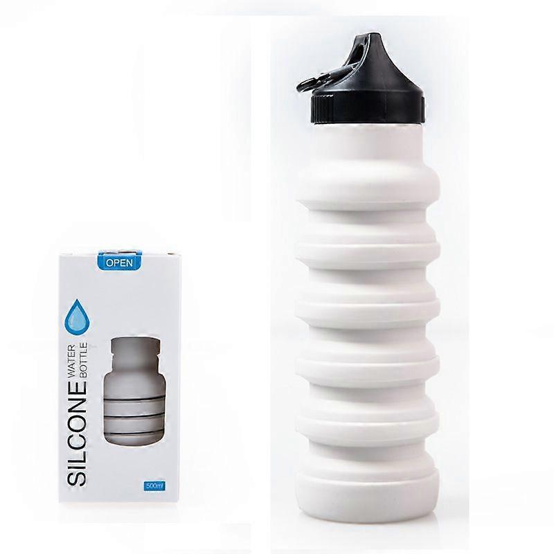 550ML Foldable Silicone Water Bottle with Handle Portable Leakproof Flask for Office, Hiking & Gym Use BPA-Free