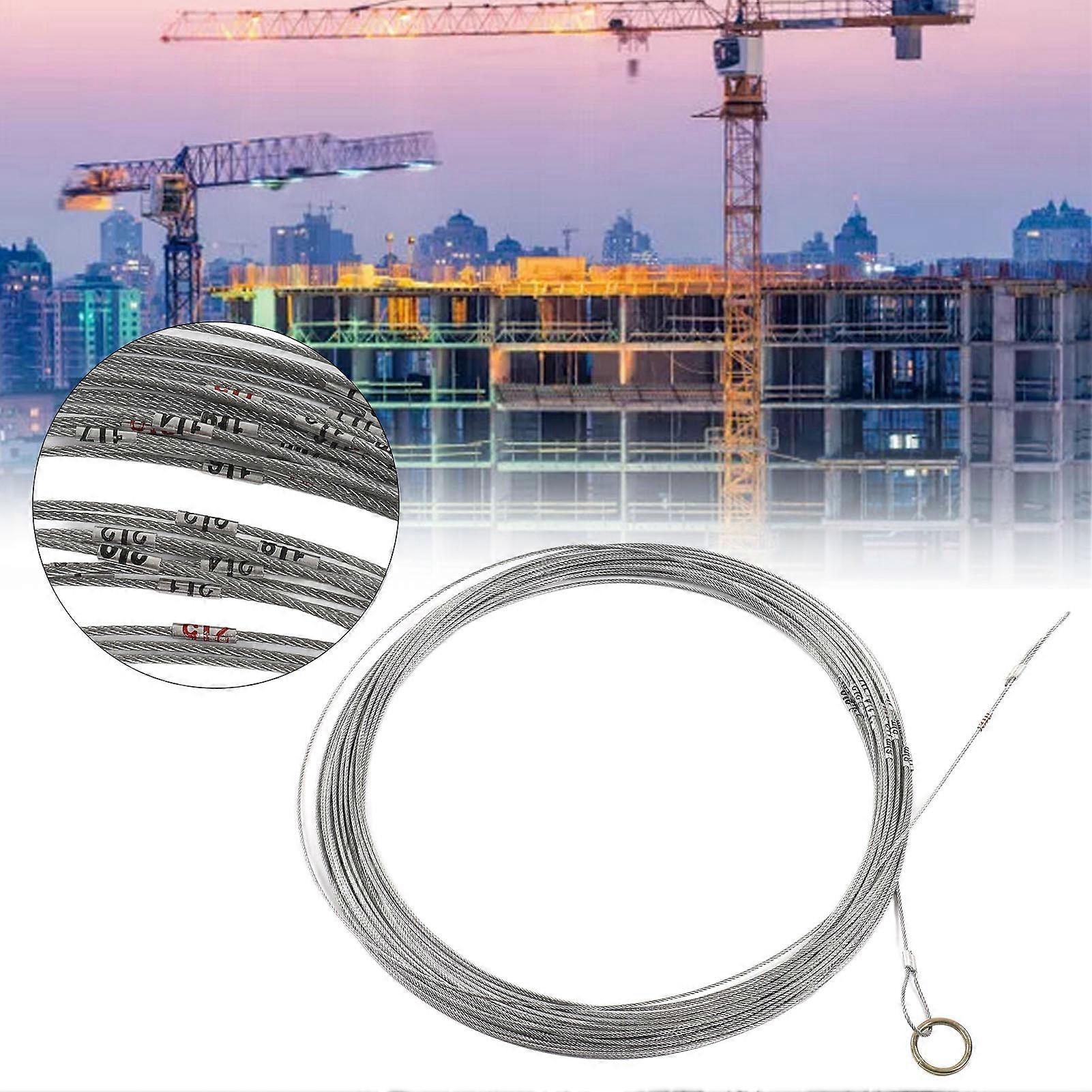 Steel Wire Measuring Rope Good Flexibility Sturdy Steel Rope Measuring Cord with Scale for Well Construction 30m/98.4ft