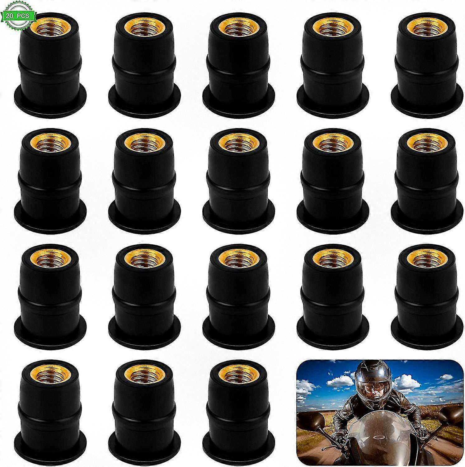 20pcs M5 Motorcycle Windscreen Mounting Screws with Rubber Washers Black