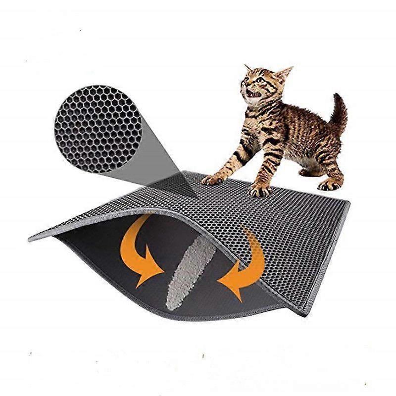Cat Litter Mat, Foldable Double Layer Waterproof Honeycomb Cat Feeder Floor Protector Mat and Easy Clean Mat