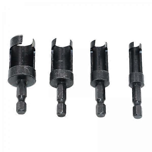 2-4pack 4 Pieces of Plug Wood Cutter Tool Set Hex Shank Drill Bit Set Carbon