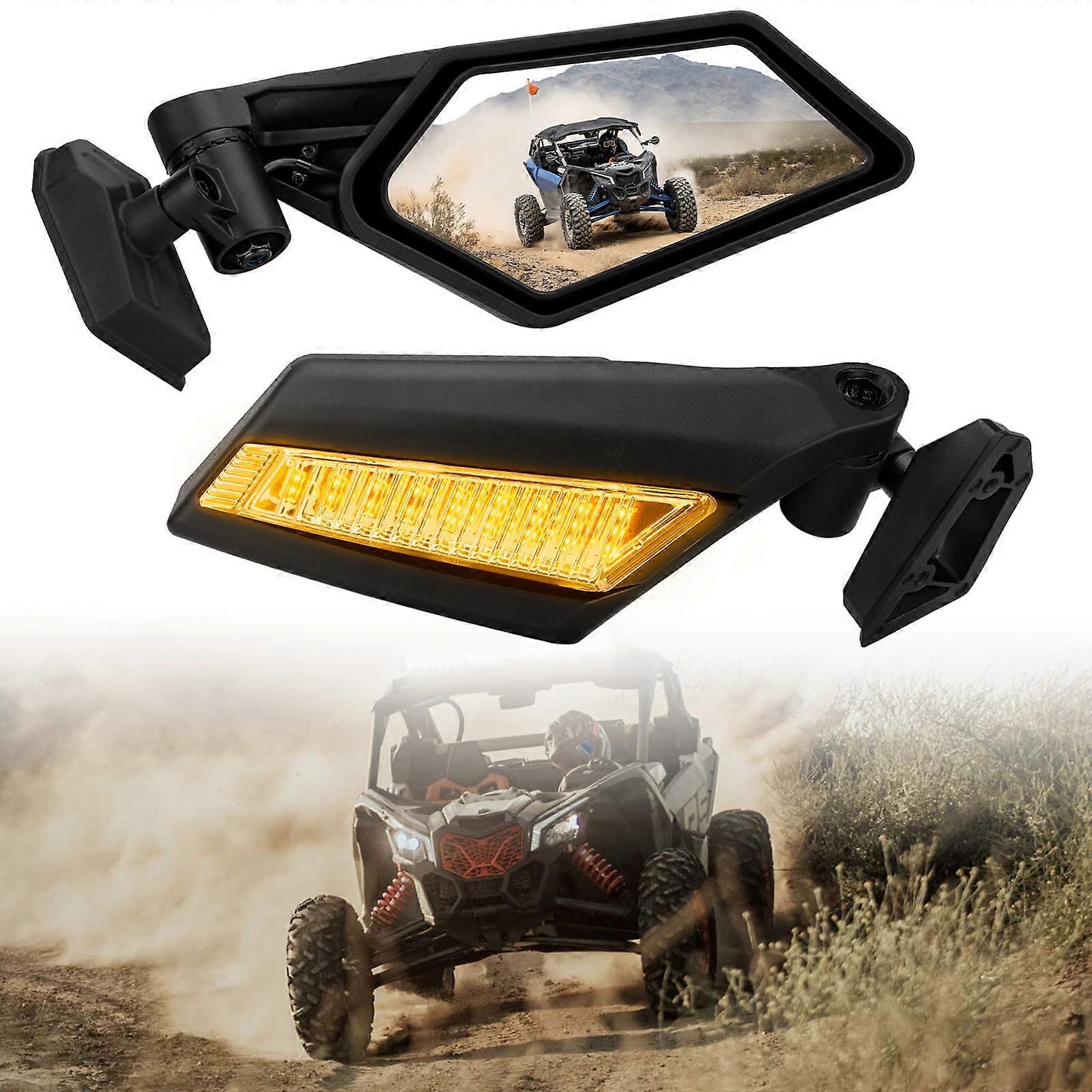 X3 Side Mirrors with LED Turn Signal Lights for Can Am Maverick X3 2017-2023 UTV Replacement Mirrors #715002898 Durable Black
