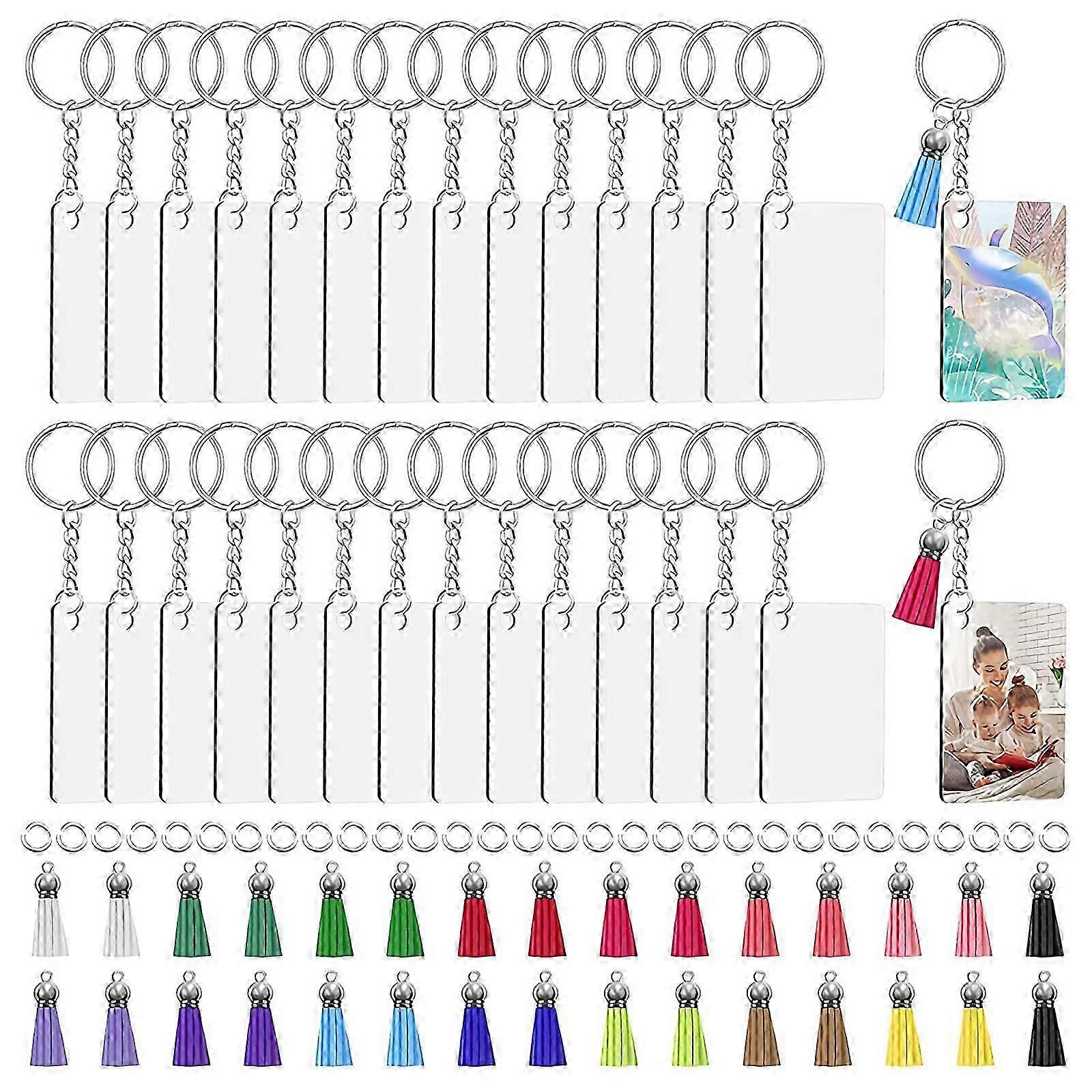 Sublimation Keychain Blanks Bulk, 30 Sublimation Keychain Blanks Set with Tassels, Keychain Circle