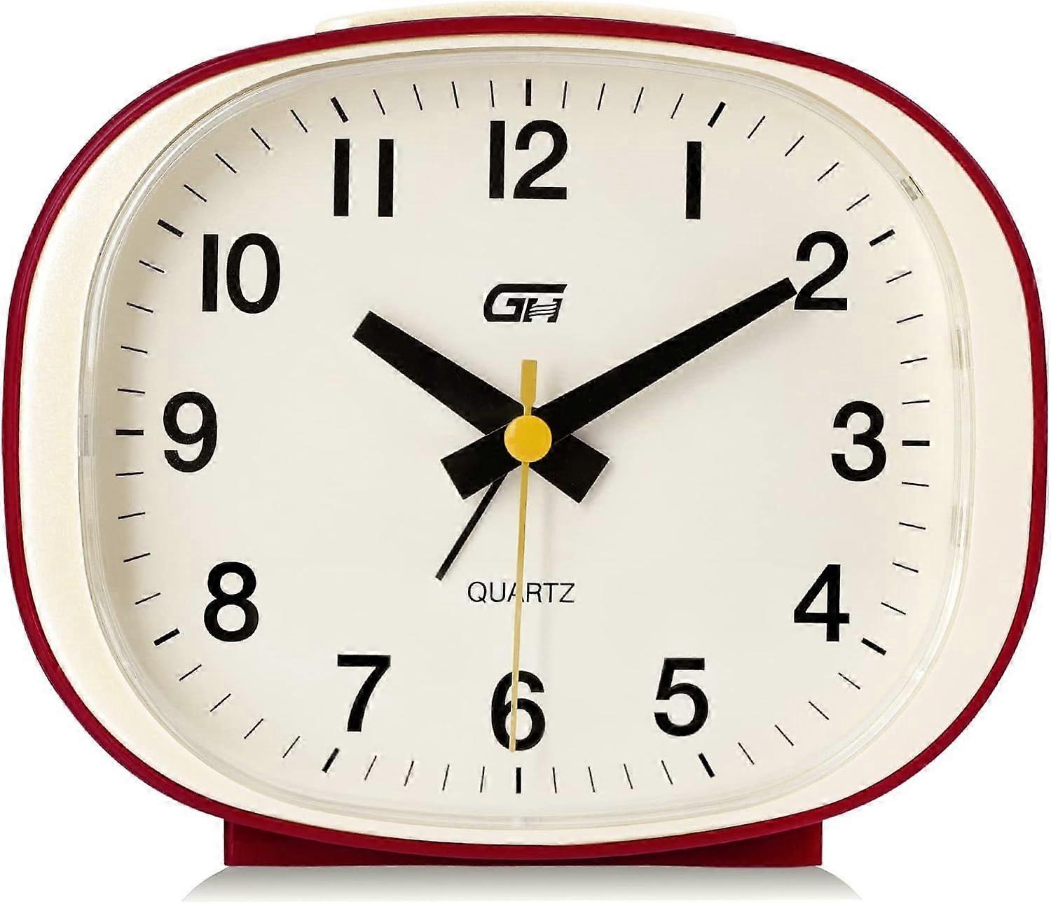 13.5X11.5Cm Red Silent Snooze Alarm Clock With Light Modern Music Alarm Clock Analog Bedside Clock Decor