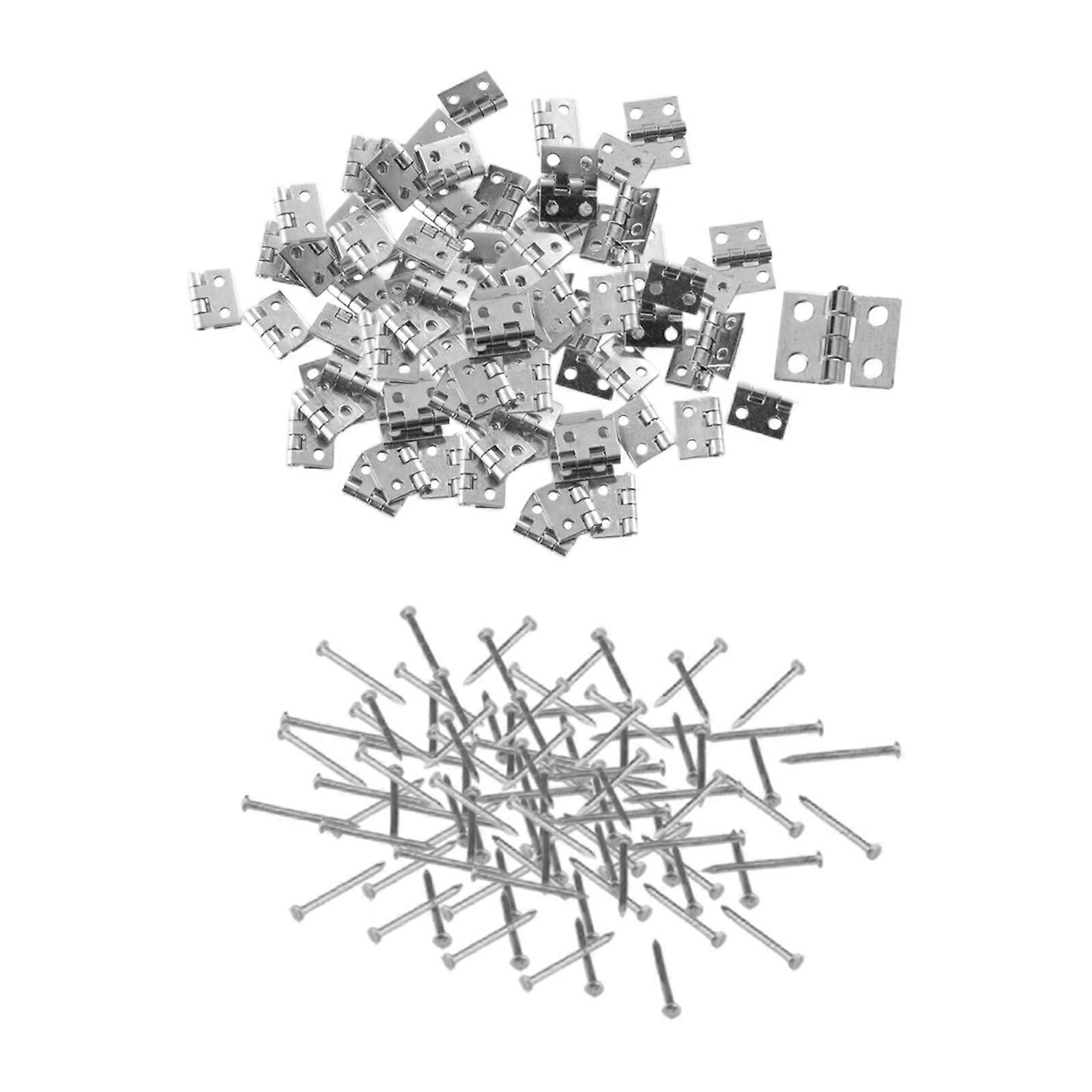 Hinges Folding Butt DIY with 200Pcs Mounting Nails Solid Replacement Iron 8x10mm