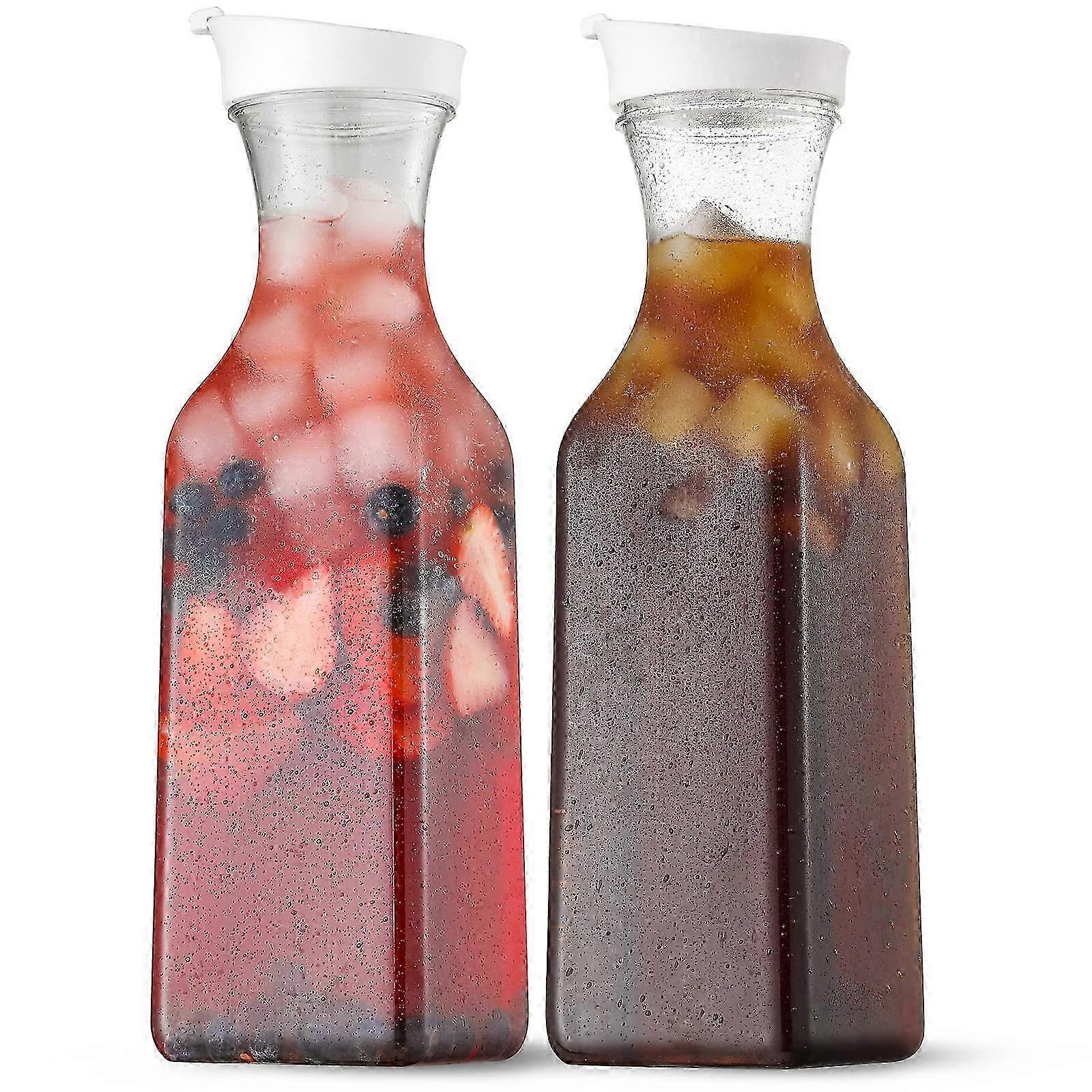 50oz Plastic Water Bottle Set, 2-Pack, Clear for Juice & Iced Tea