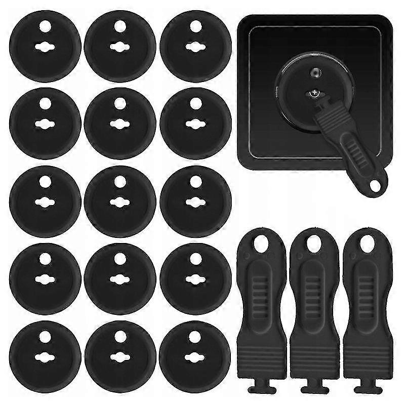 15-Pack Black Outlet Covers - Childproof Electrical Socket Protectors