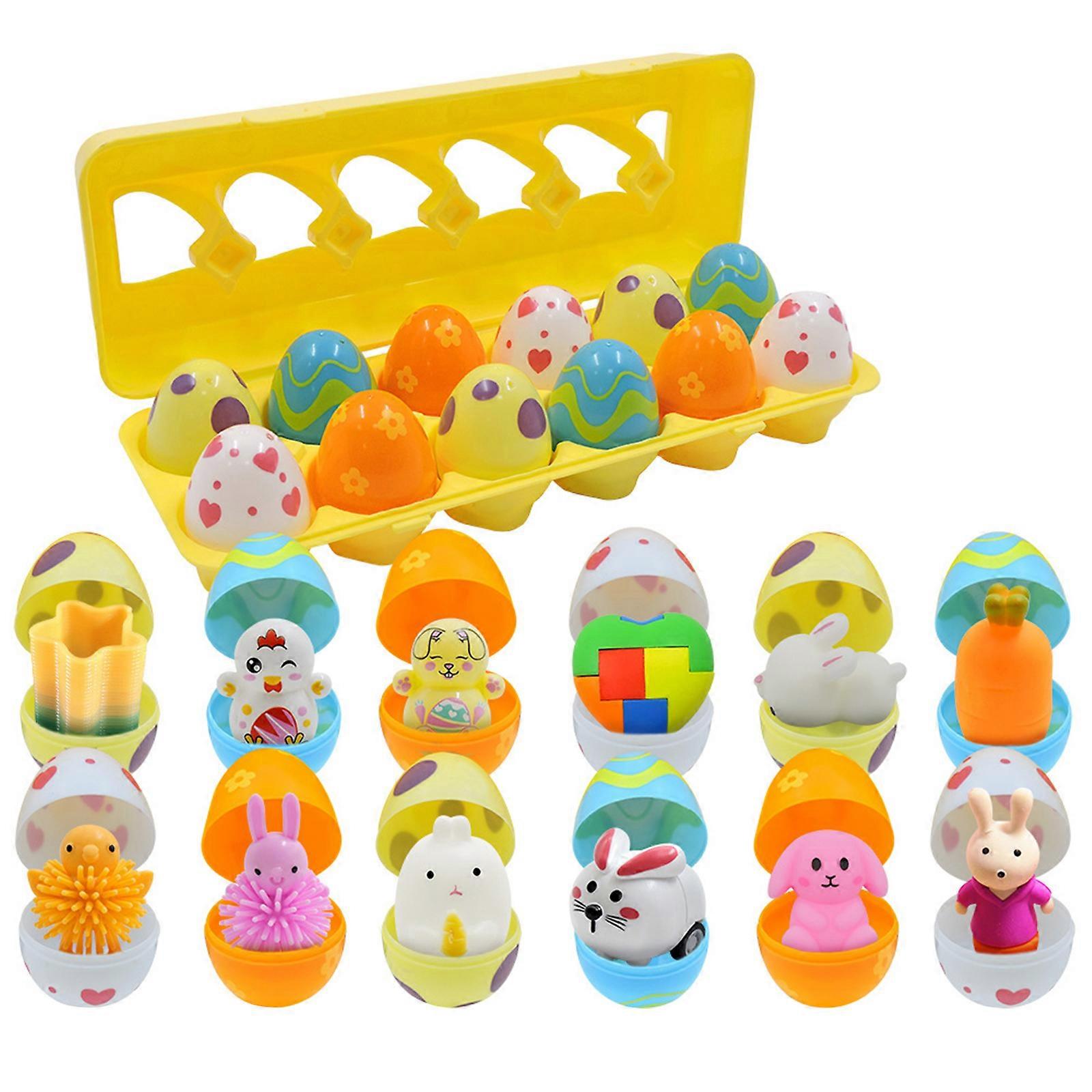 12-Piece Colorful Eggs with Toy Inside for Easter Egg Hunt Soft Easter Egg Easter Basket Stuffer Party Favor