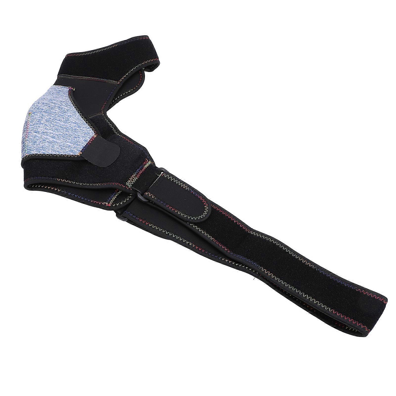 Shoulder Brace Breathable Sweat Absorbing Thickened Padding Layer Universal Compression Shoulder Support Wrap for Recovery Black Blue 