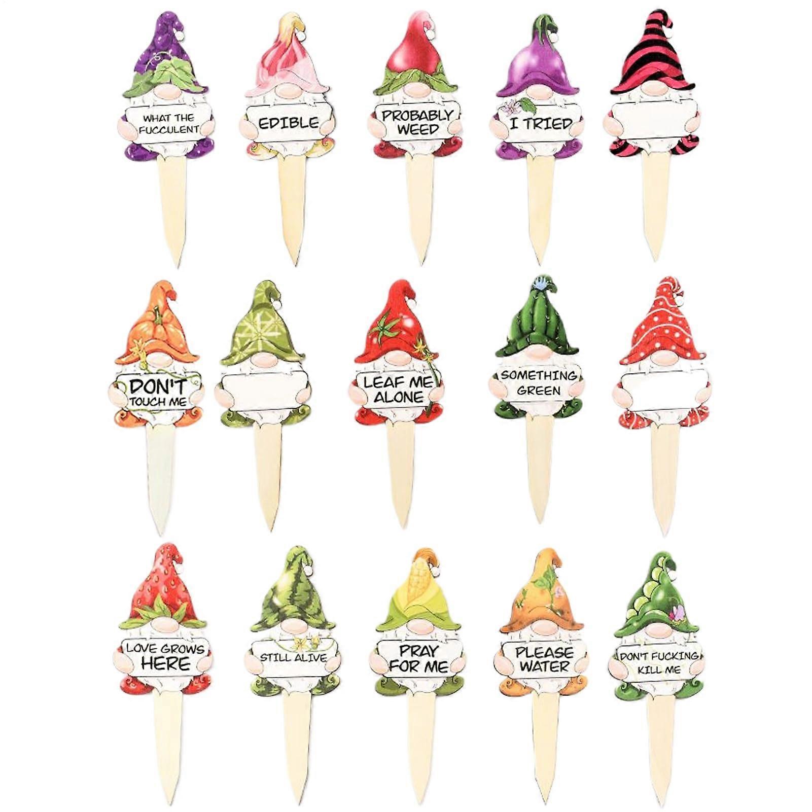 Plant labels, decorative dwarf markers, 11 x 6.7 cm, set of 15, for indoor and outdoor use