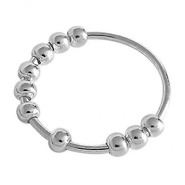 2x 1pcシルバー回転ストレスリリーバービーズ付きフリーメディテーションボール