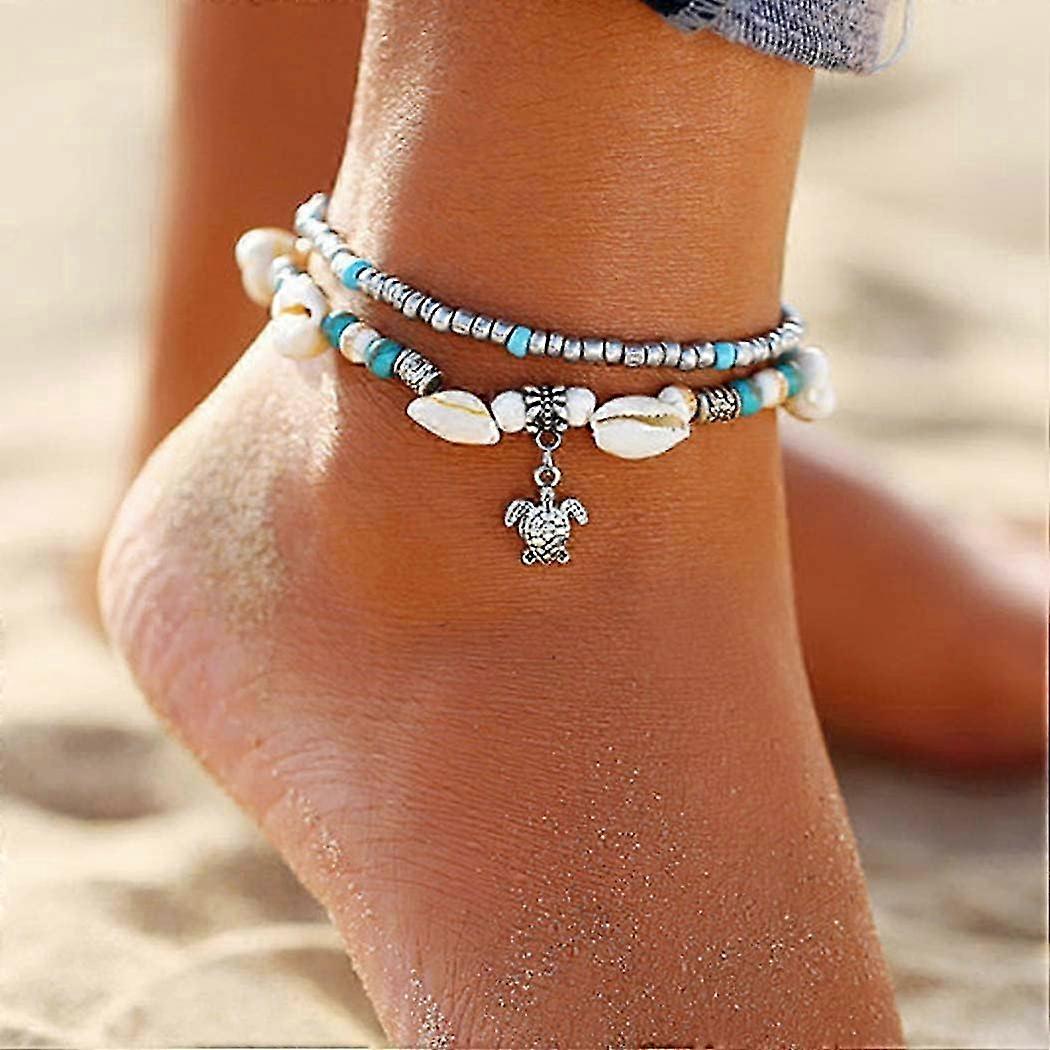 Boho Double Bead Turtle Shell Anklet voor dames 2025