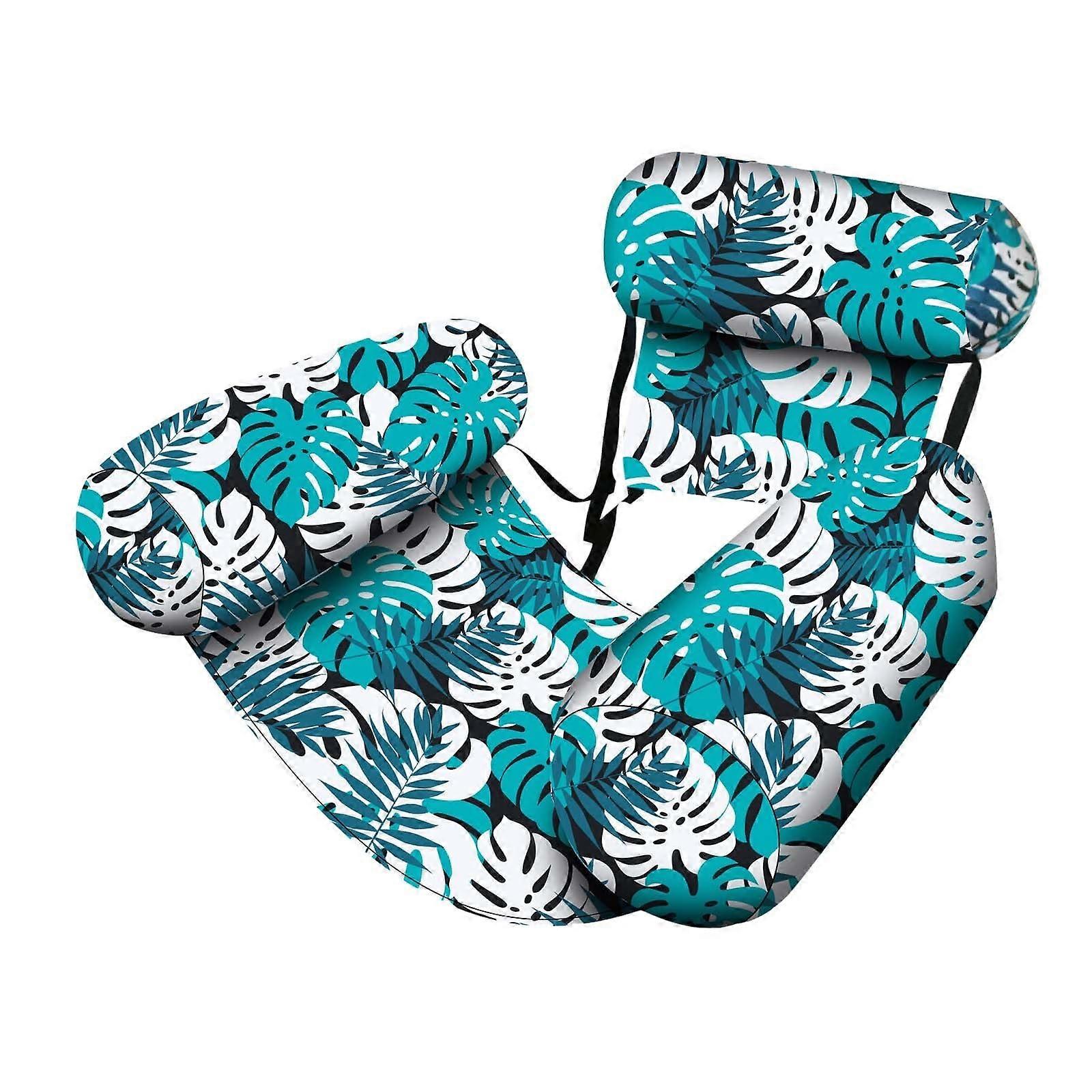 Inflatable Pool Air Mattress for Adults, Tropical Leaves Print Water Hammock, Stable Swimming Chair Float, Summer Beach Pool Toy