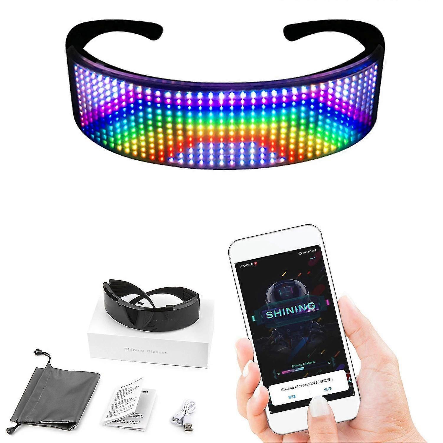 Customizable Led Bluetooth Glasses For Adult Flashing Display Diy Text Animation