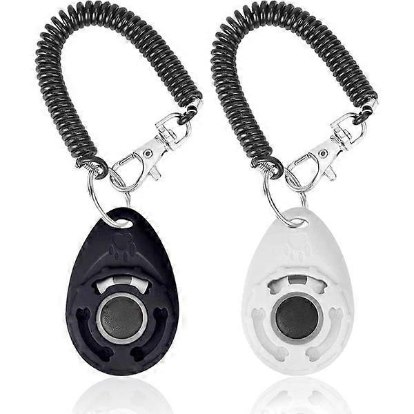 2-Pack Dog Training Clicker with Wrist Strap, Pet Training Clicker with Large Button, Effective Behavior Improvement Tool (Black and White)