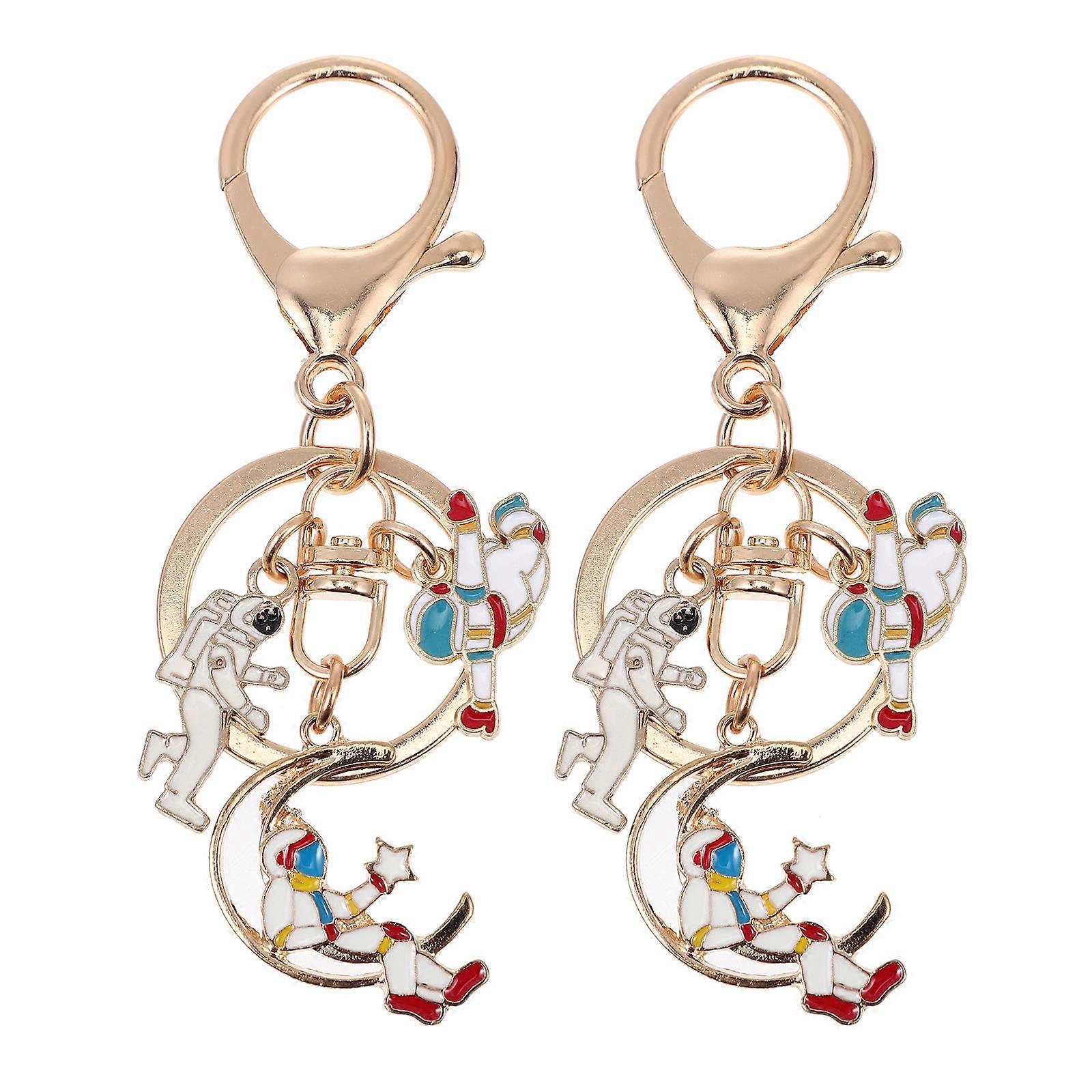 Astronaut Key Rings 2 Pack Durable Space Themed Keychains for Men Women, Stylish Bag Pendant for Home Car Office Use, Perfect for Birthday