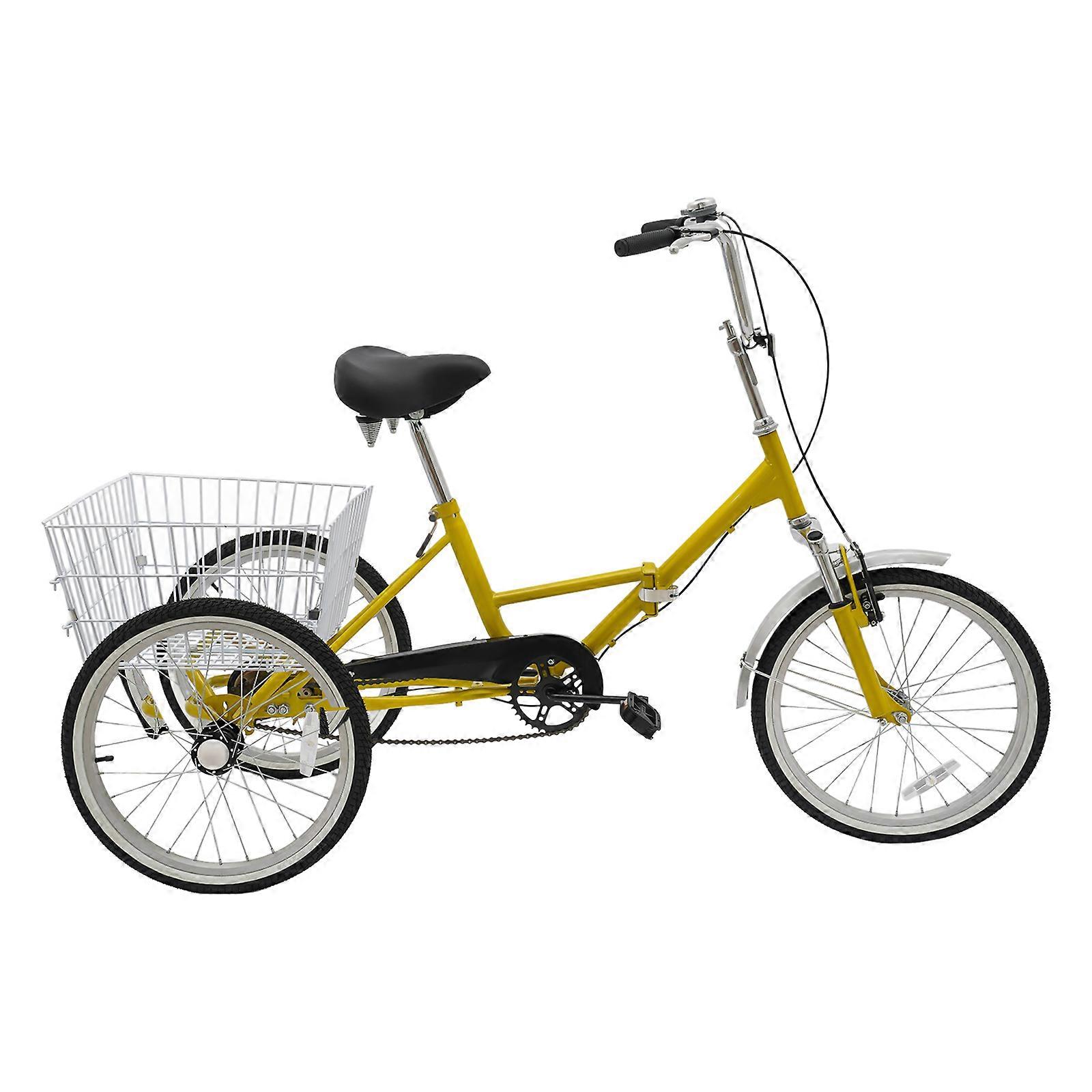 Adult Mountain Tricycle Adjustable Height Foldable Design with Large-capacity Basket