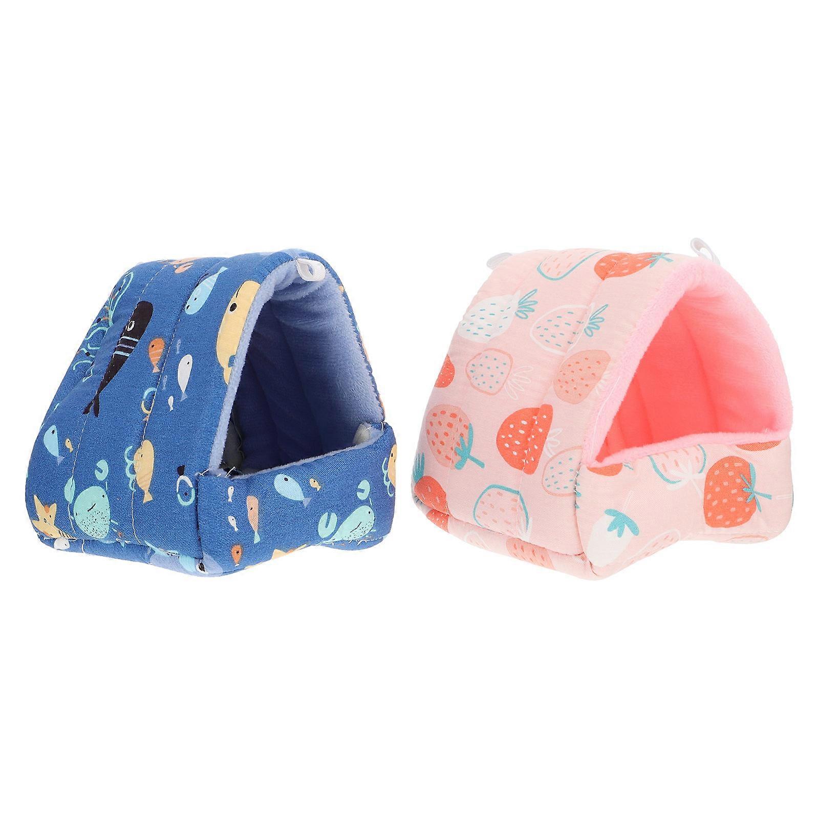Portable Hamster Nest Small Animal Bed Warm Sleeping Pet House Assorted Color 8X8X8cm 2Pcs