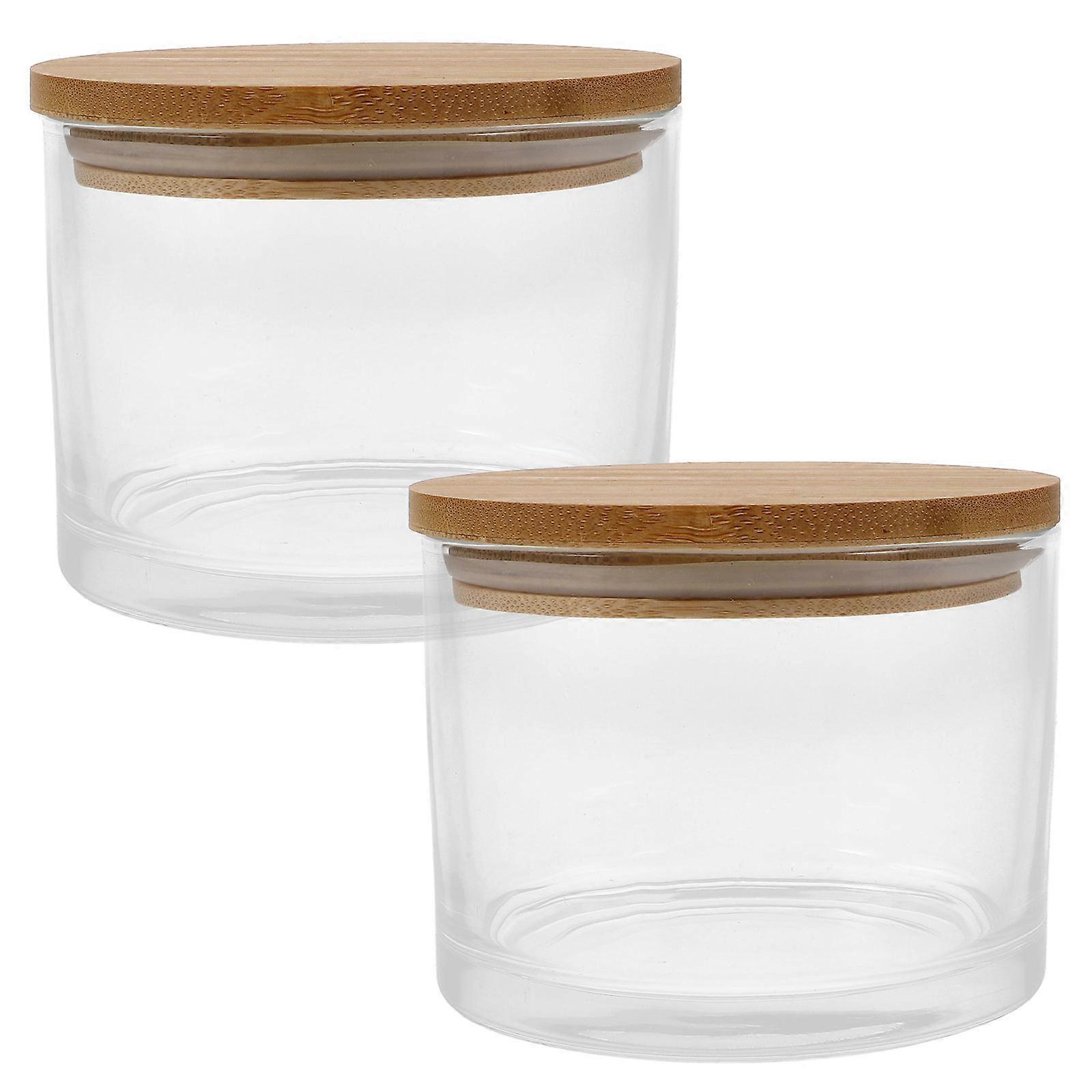 Tea Light Container Glass Jars For Candles Round Diy Storage Elegant For Dinner Table Dormitory 2Pcs