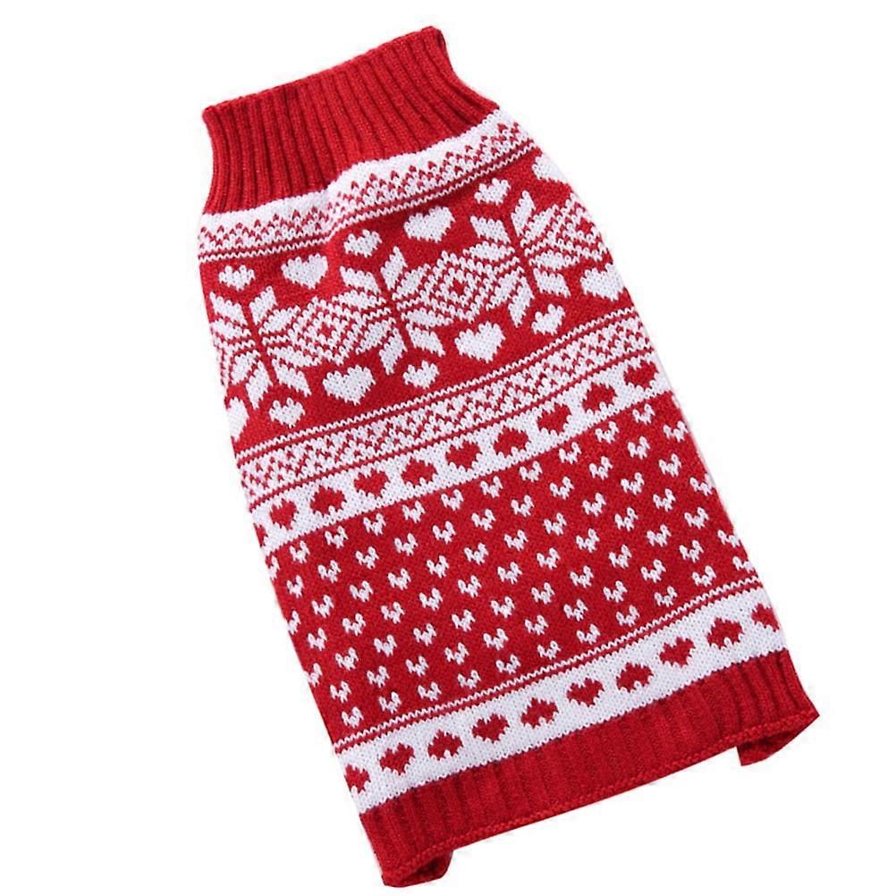 جرو ملابس الشتاء احتفال عيد الميلاد سترة حمراء محبوكة ملابس الأليفة L الدفء 1 قطعة