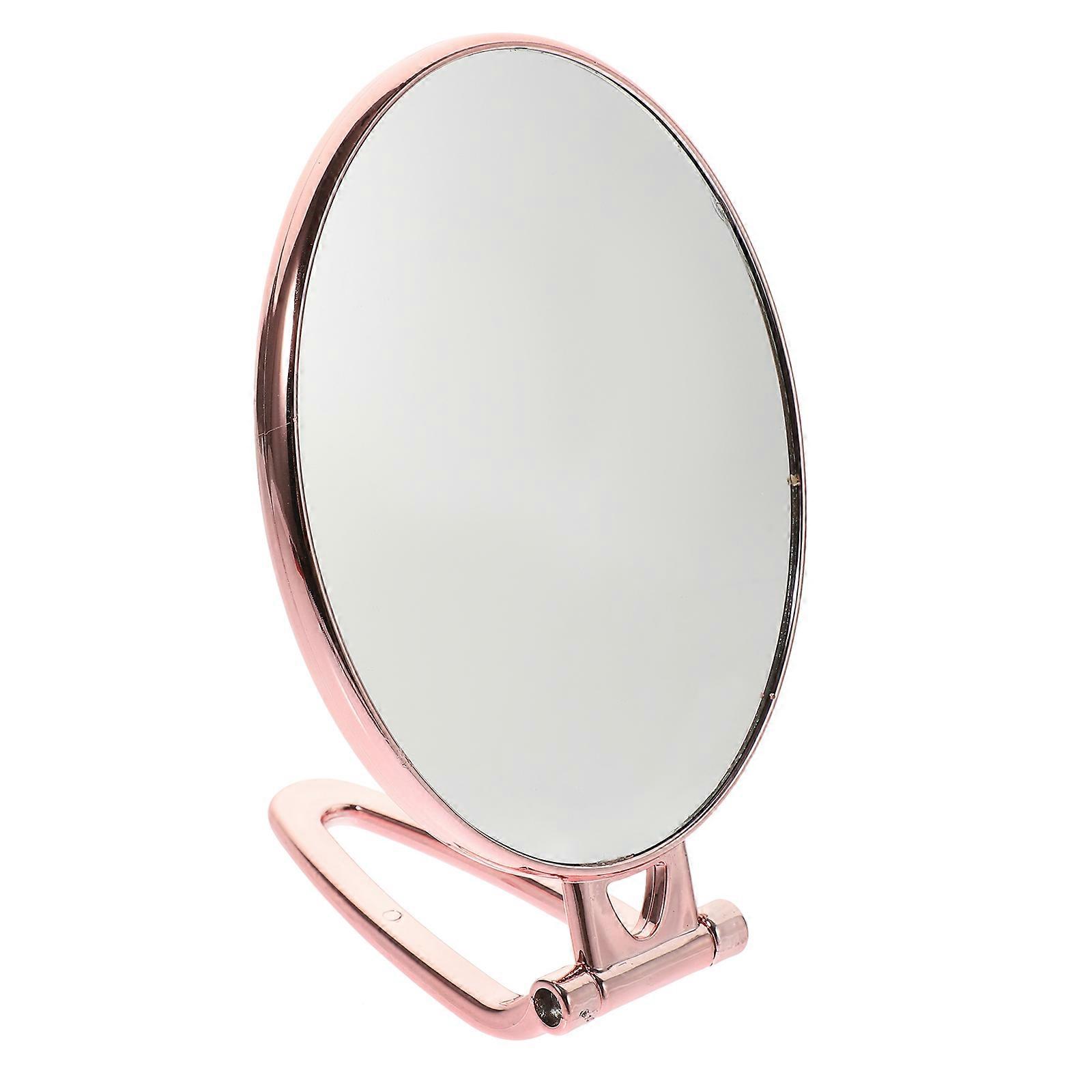 Foldable Mirror Portable Handheld Makeup Mirrors for Women Girls Golden Oval Home Use 1Set