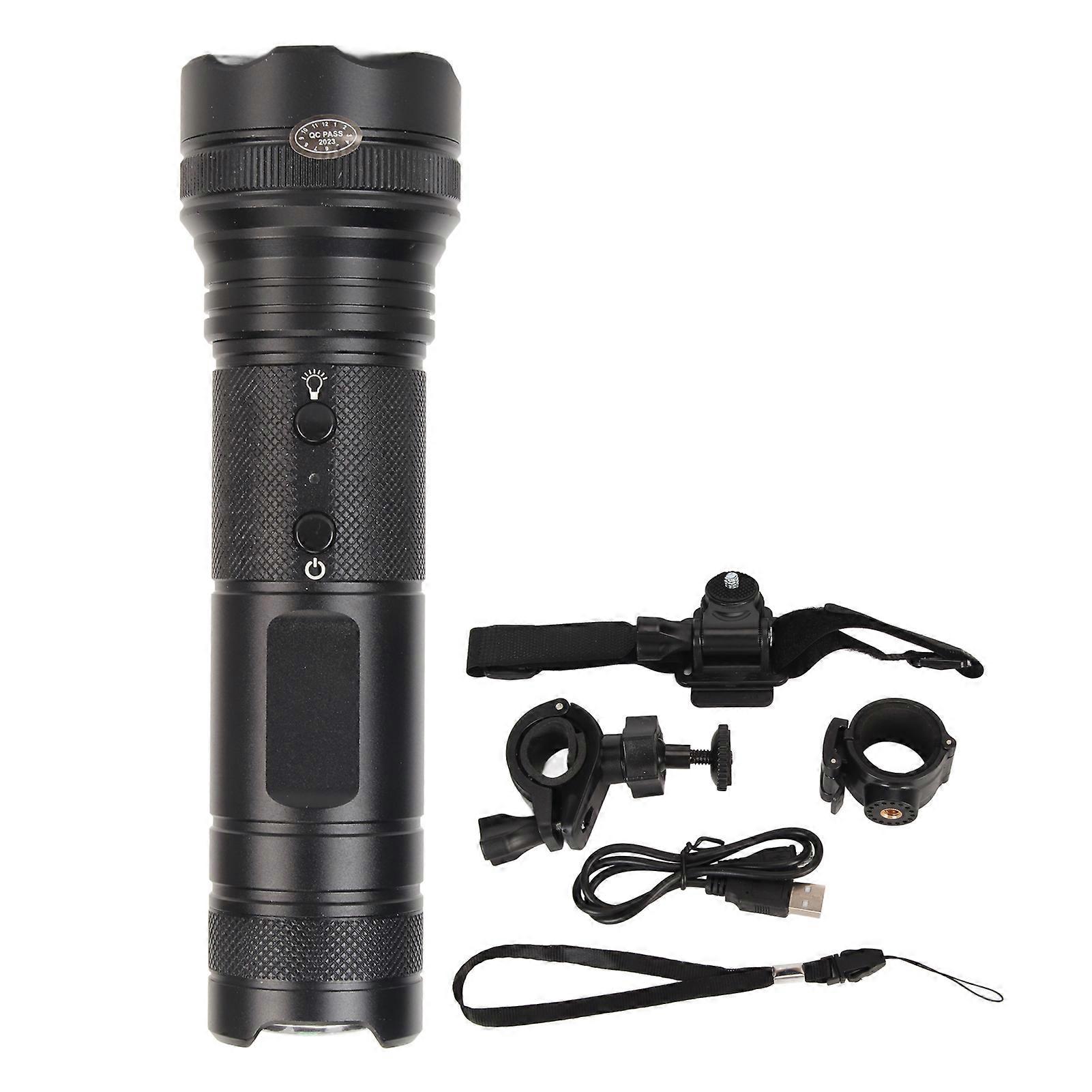 1080p LED Flashlight Camera, IP66 Waterproof, 5 Lighting Modes, Video Recorder with Compass, for Bicycle Helmet