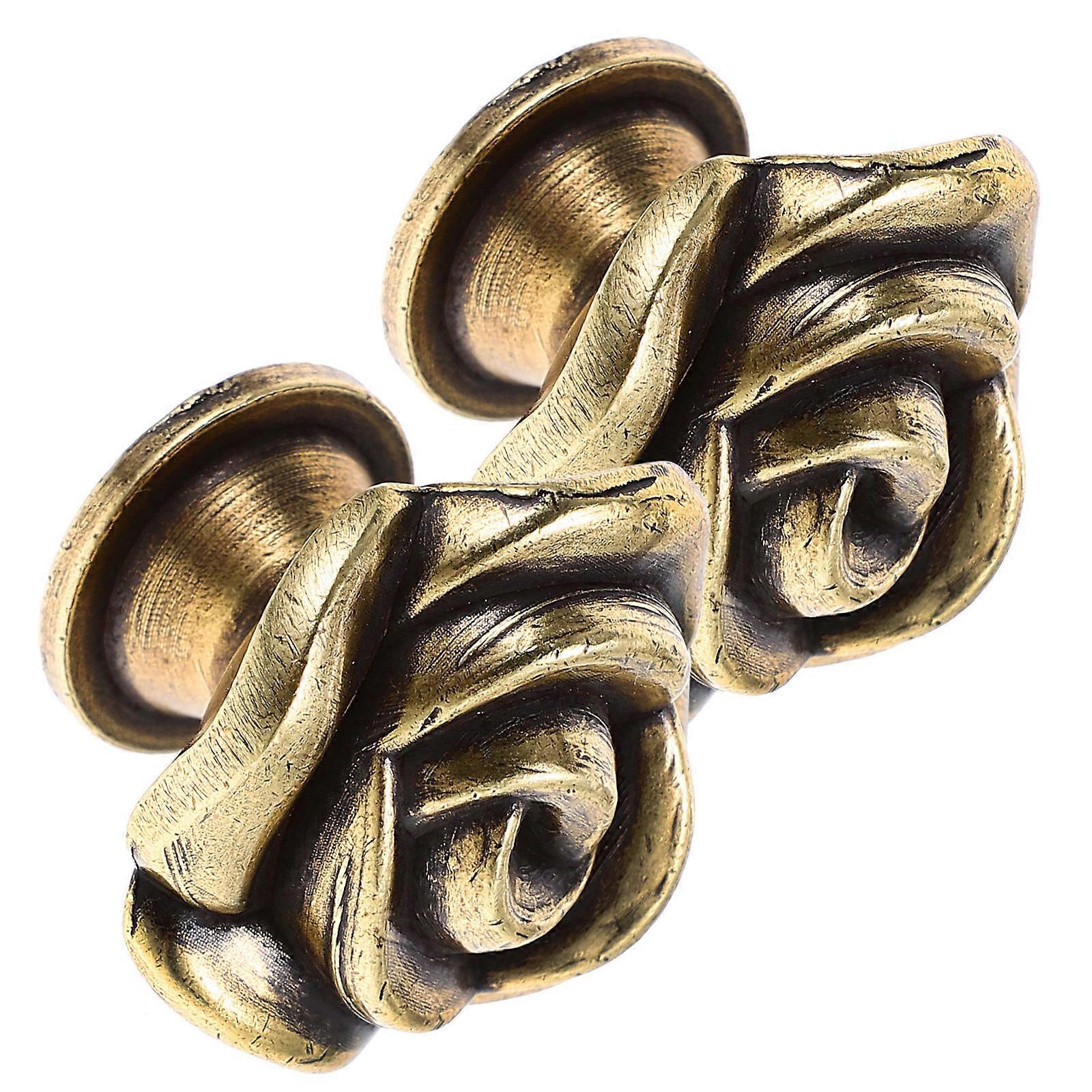 Dresser Knobs Cabinet Hardware Zinc Knobs Easy to Install Drawers Golden 2Pcs