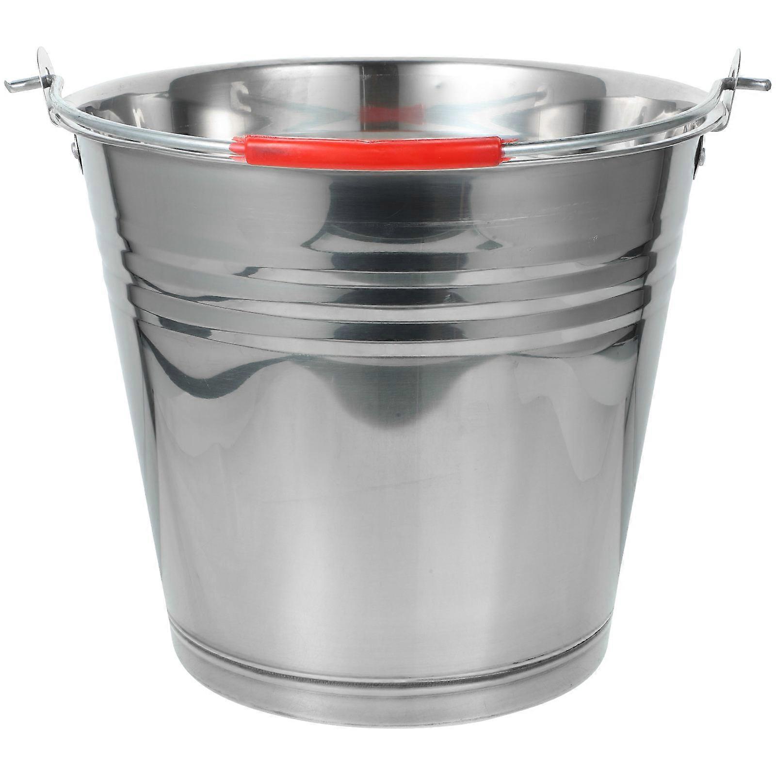 Paint Bucket with Handle Portable Stainless Steel Pail for Home Use Silver 26.00X26.00X21.50CM 1Pcs