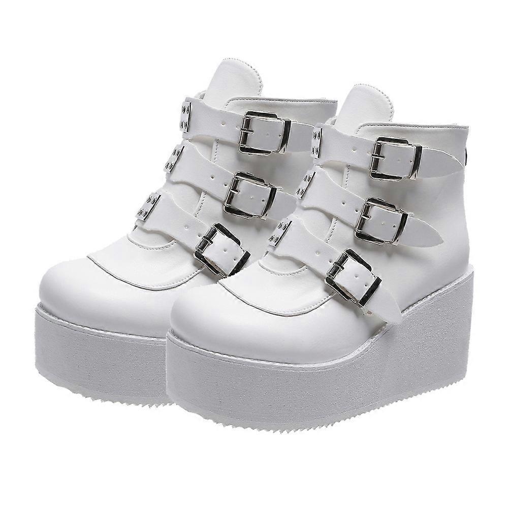 Ladies Boots Short Tube Boots Simple Design Height Increase White 1Pair