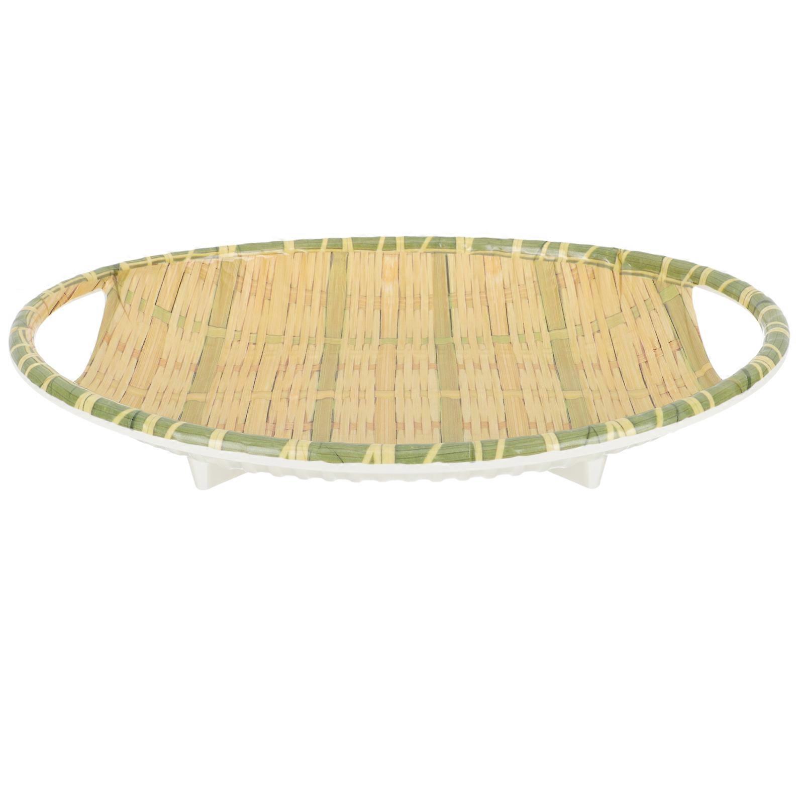 Multipurpose Serving Plates Rectangular Imitation Woven Bamboo Food Serving Plate Table Decoration Beige 26.5x20.5cm 1Set
