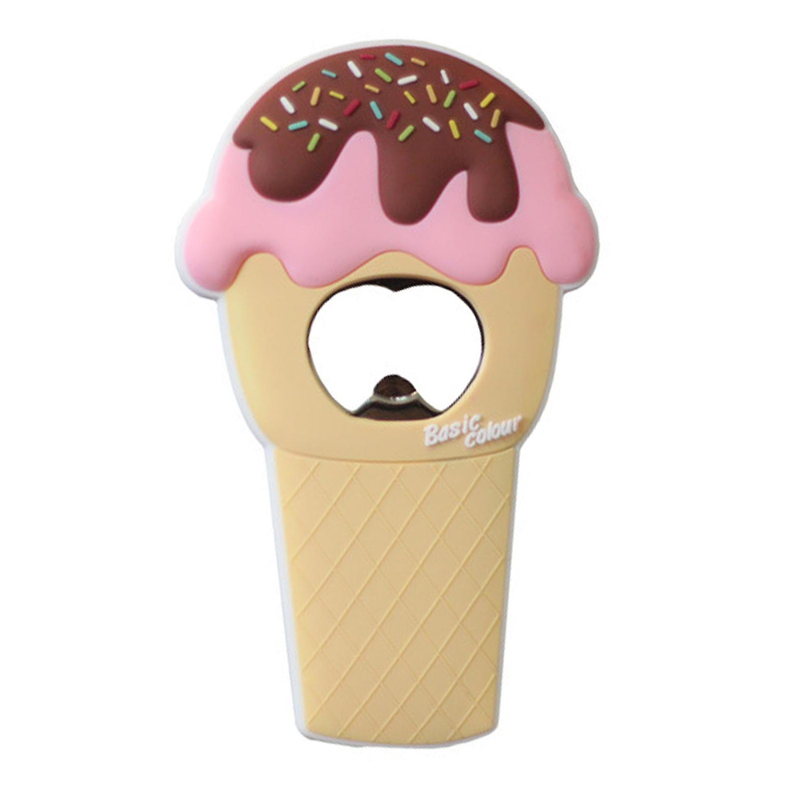 Bottle Opener Magnetic Adsorption Anti-slip Handle Soft Glue Ice Cream Shape Beer Opener For Kitchen