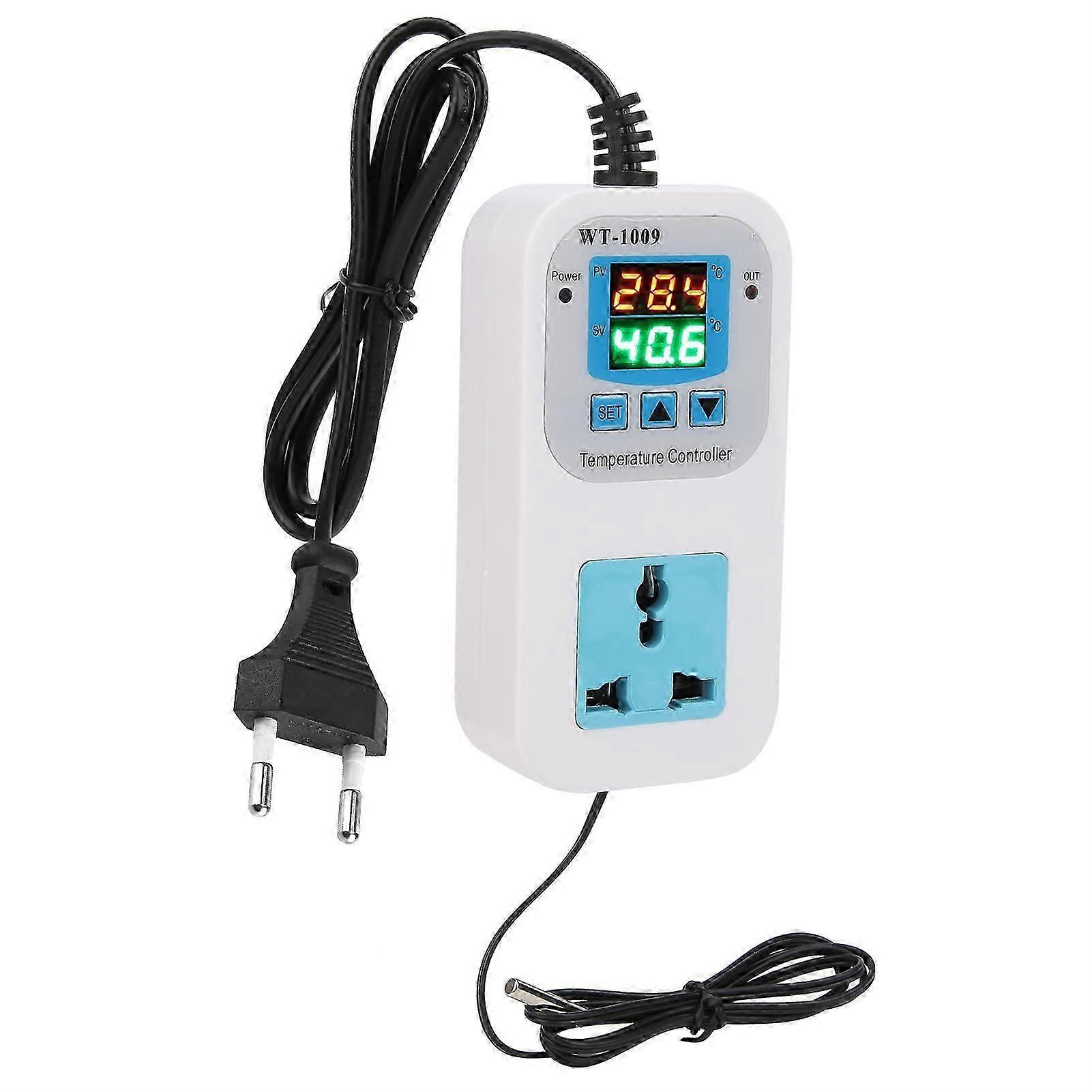 Temperature Controller Digital Dual Display Electronic Control Socket 10A WT?1009 110?220VEU Plug
