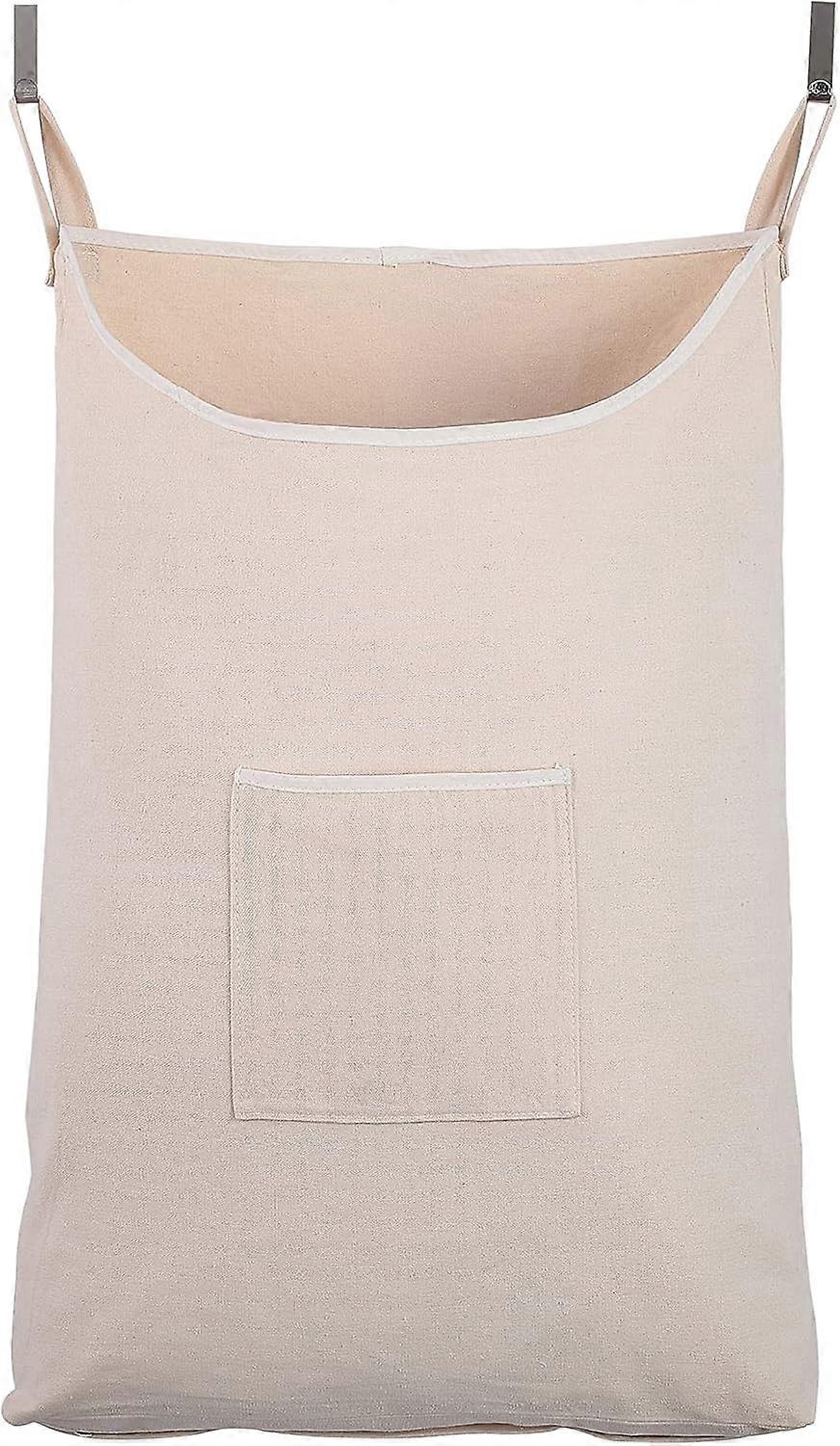 Laundry Basket, Laundry Hamper, Door Hanging Laundry Bag with Hooks (Beige)