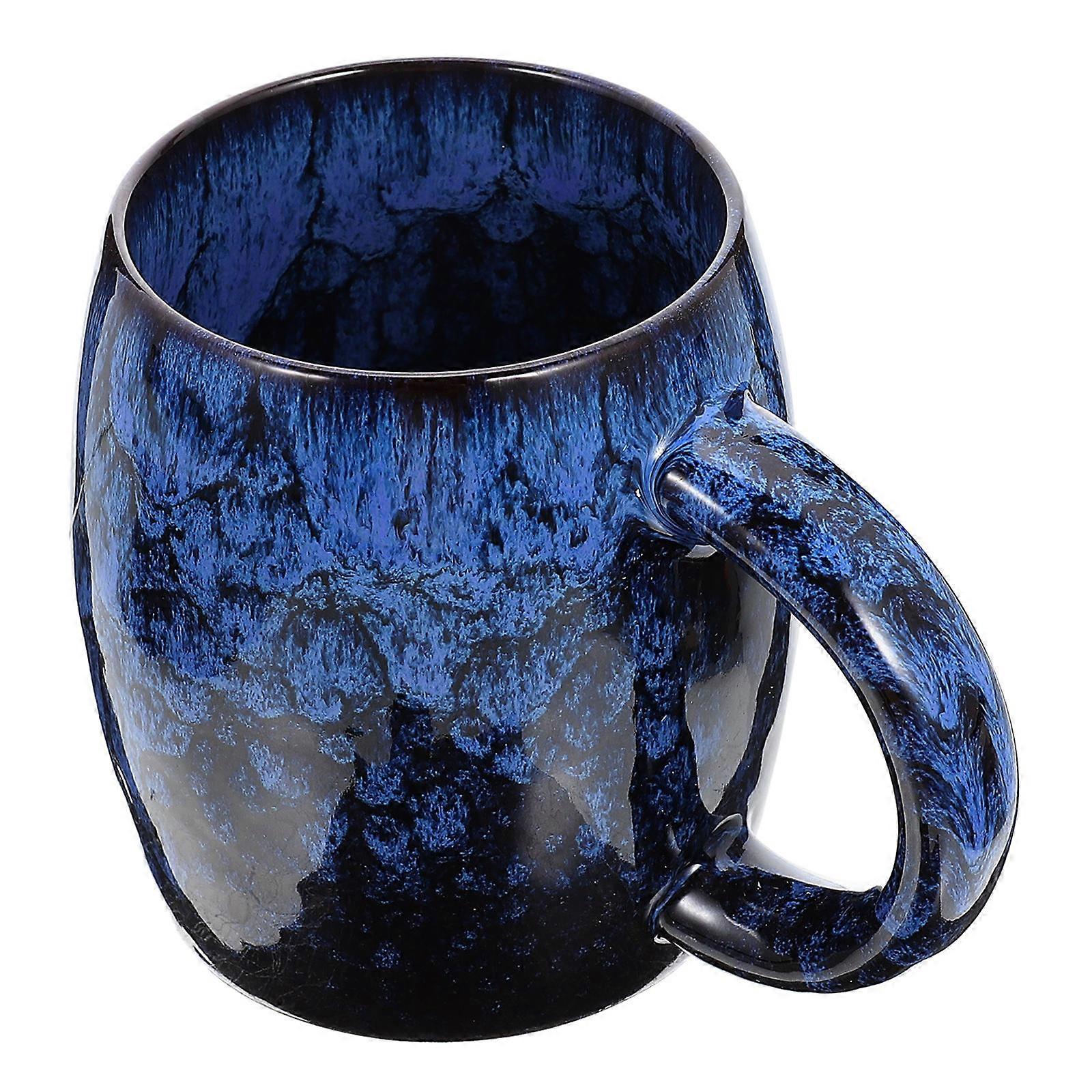 Vintage Ceramic Coffee Cup Practical and Decorative For Personal Use Blue 5.1×5.1×4.7in Non-Slip Handle 1Set