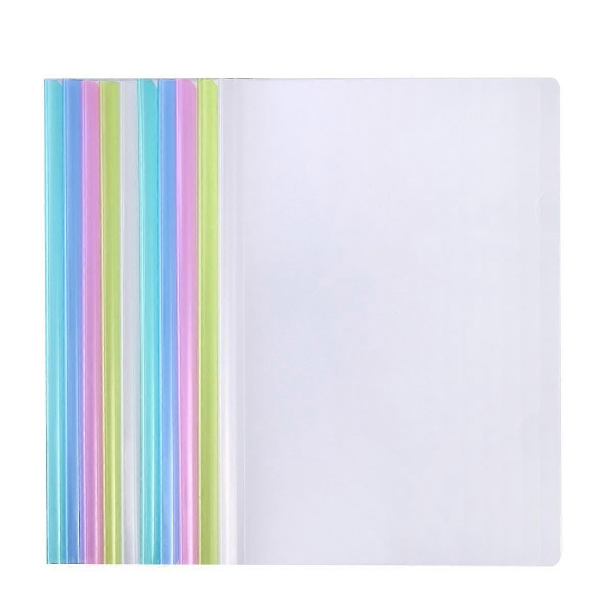 Clear Document Folder Transparent Slide Clamp Red Display Files For Schools 10Pcs