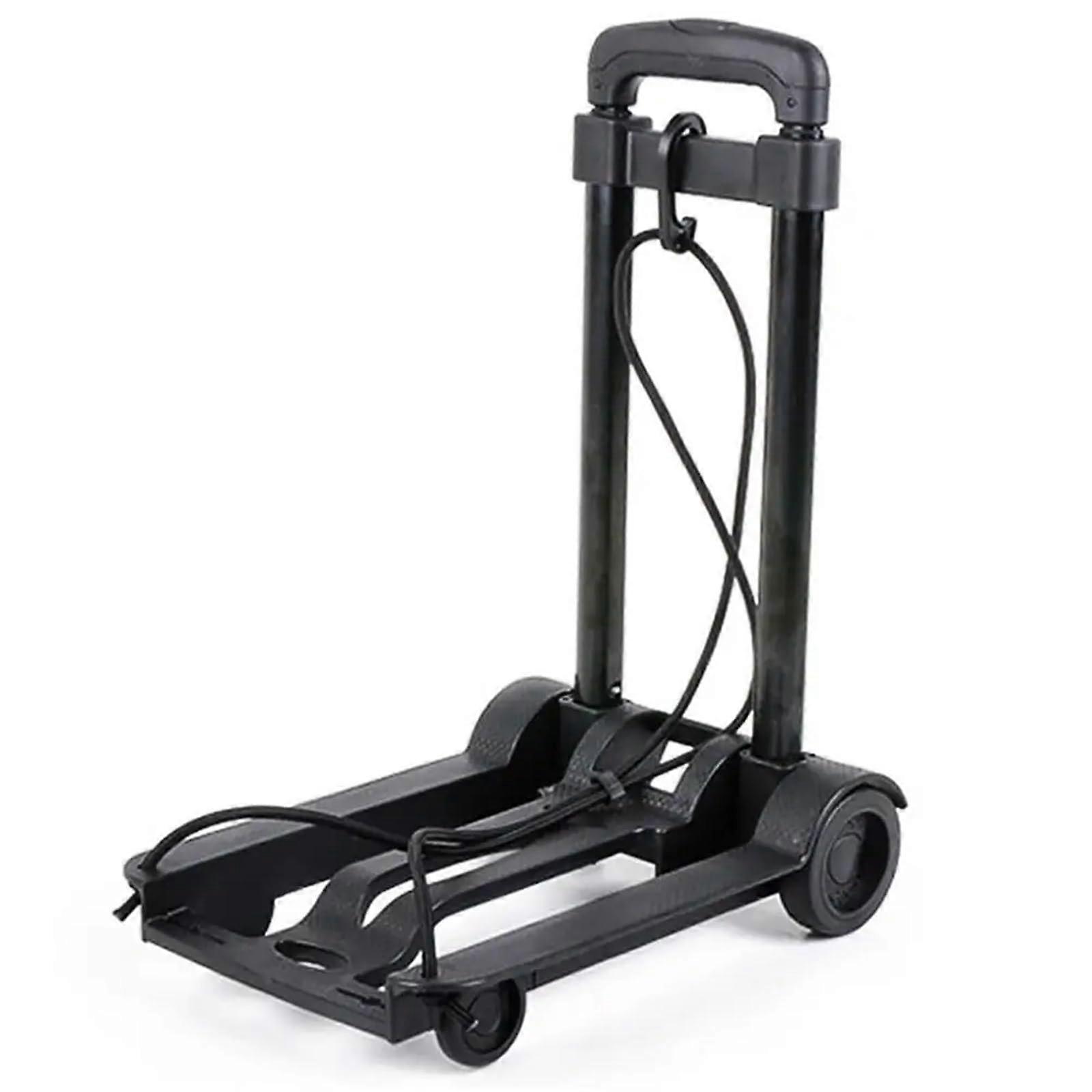 Folding Handcart Portable Folding Hand Trolley with Wheels, Telescopic Design, Lightweight Black Trolley for Home and Office Use